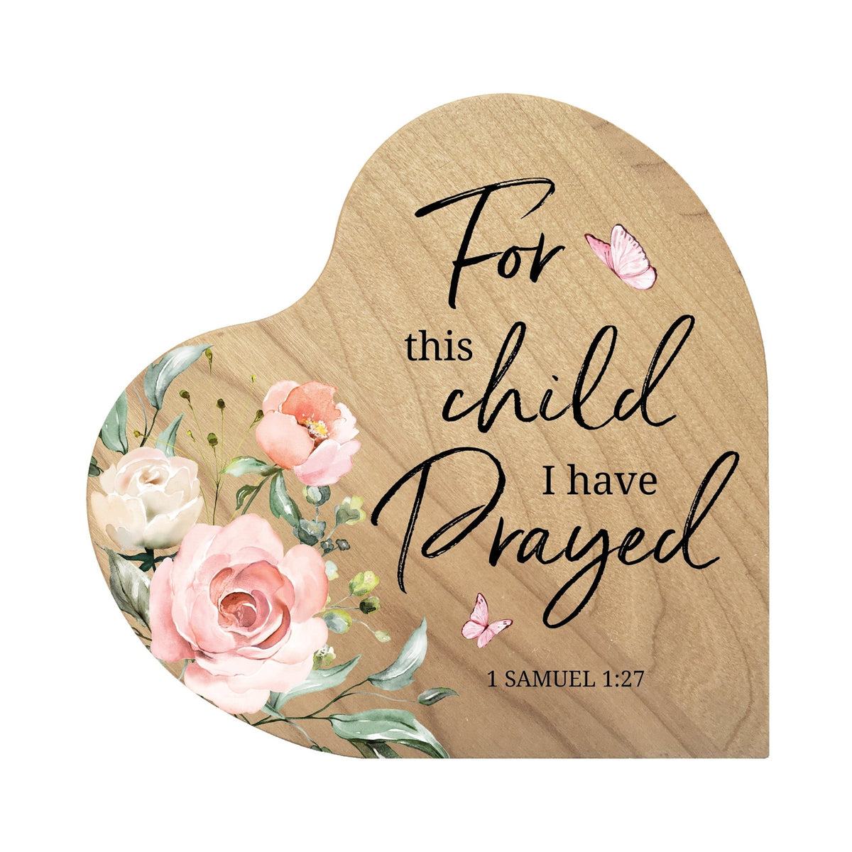 Modern Wooden Inspirational Heart Block 5in- For This Child - LifeSong Milestones