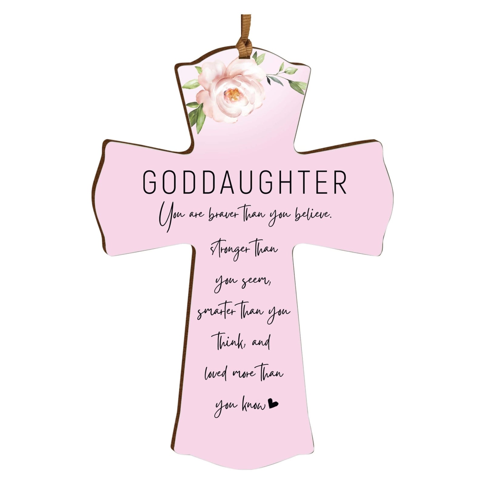 Modern Wooden Mini Cross Baptism Gift for Goddaughter - LifeSong Milestones