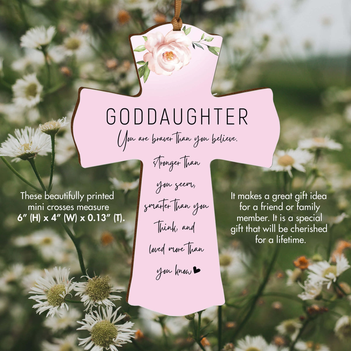 Modern Wooden Mini Cross Baptism Gift for Goddaughter - LifeSong Milestones
