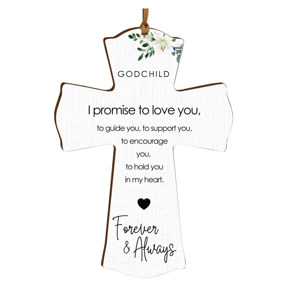 Modern Wooden Mini Cross for Godchild - I Promise To Love You - LifeSong Milestones