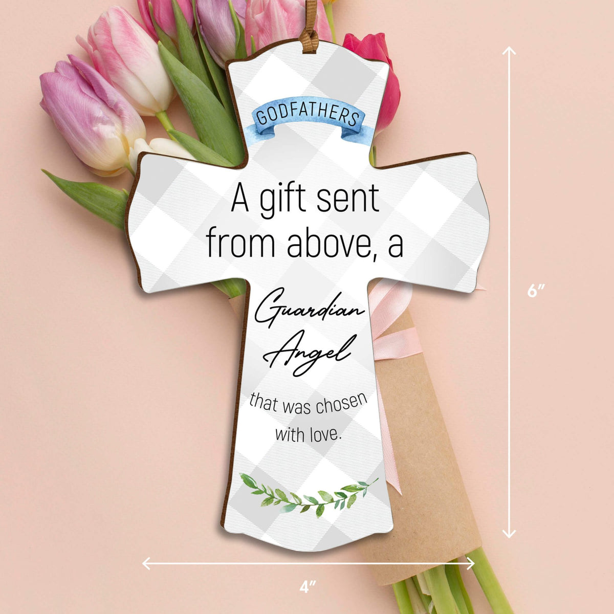 Modern Wooden Mini Cross for Godfather - A Gift Sent - LifeSong Milestones