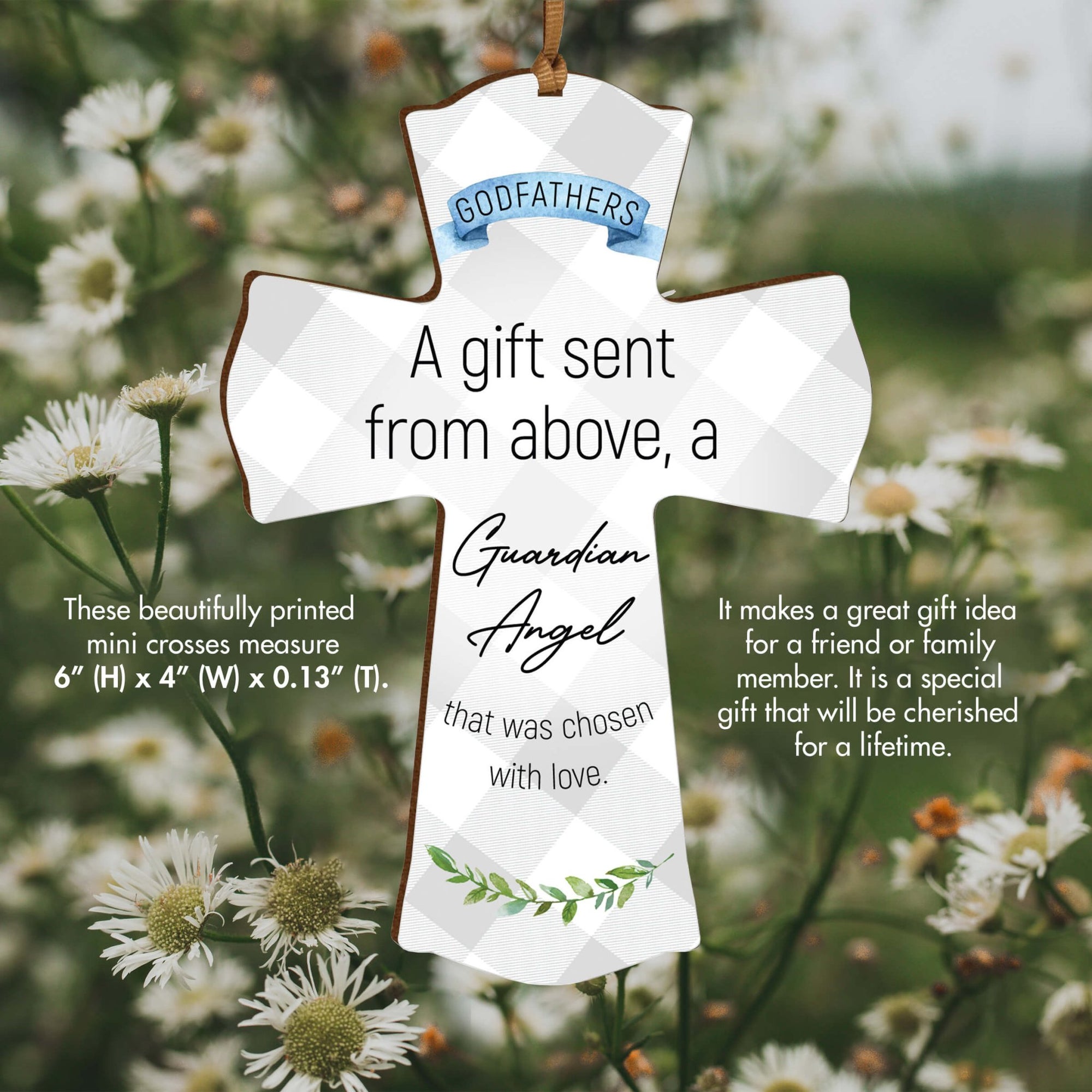 Modern Wooden Mini Cross for Godfather - A Gift Sent - LifeSong Milestones