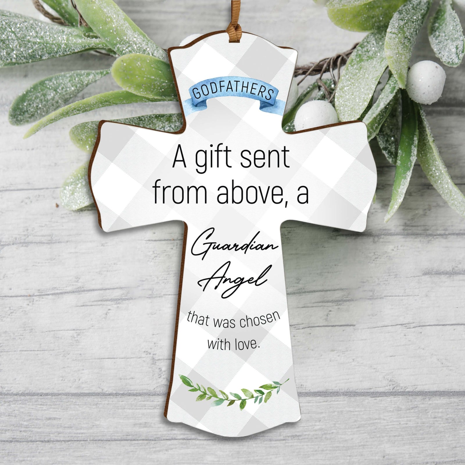 Modern Wooden Mini Cross for Godfather - A Gift Sent - LifeSong Milestones
