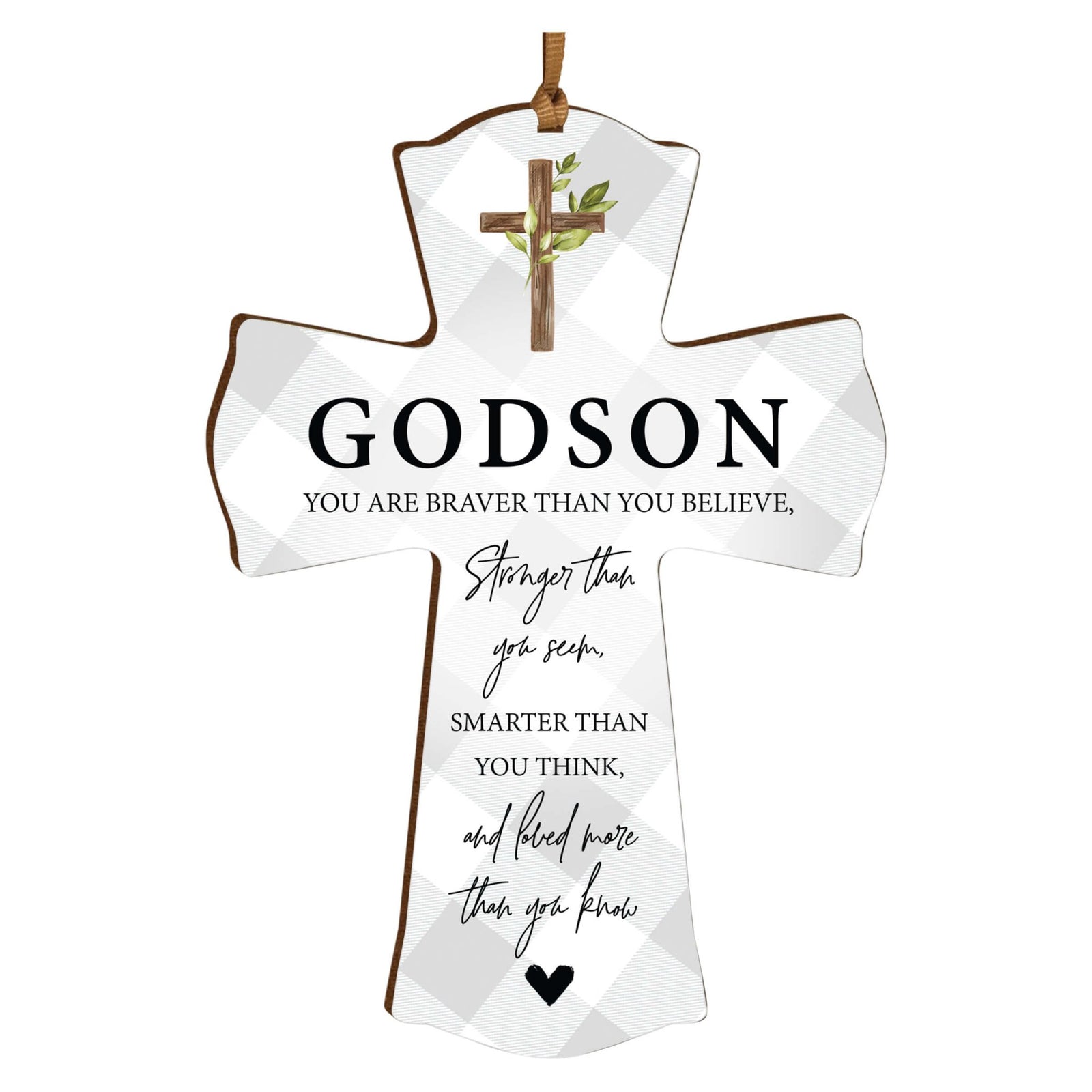 Modern Wooden Mini Cross for Godson - LifeSong Milestones