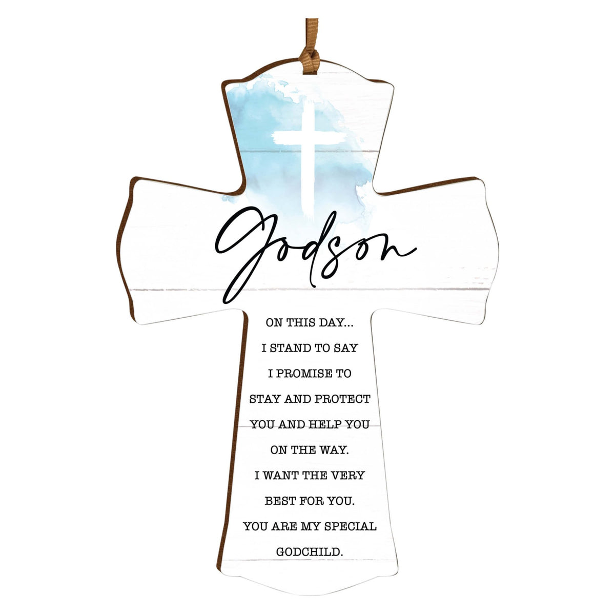 Modern Wooden Mini Cross for Godson - LifeSong Milestones