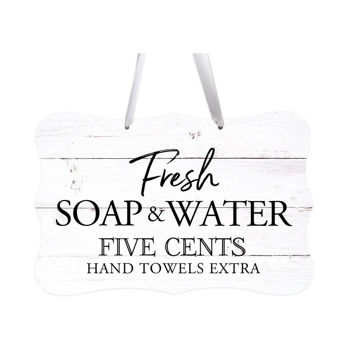 Modern Wooden Ribbon Sign Wall Decor 8” x 12” (Fresh Soap & Water Extra) - LifeSong Milestones