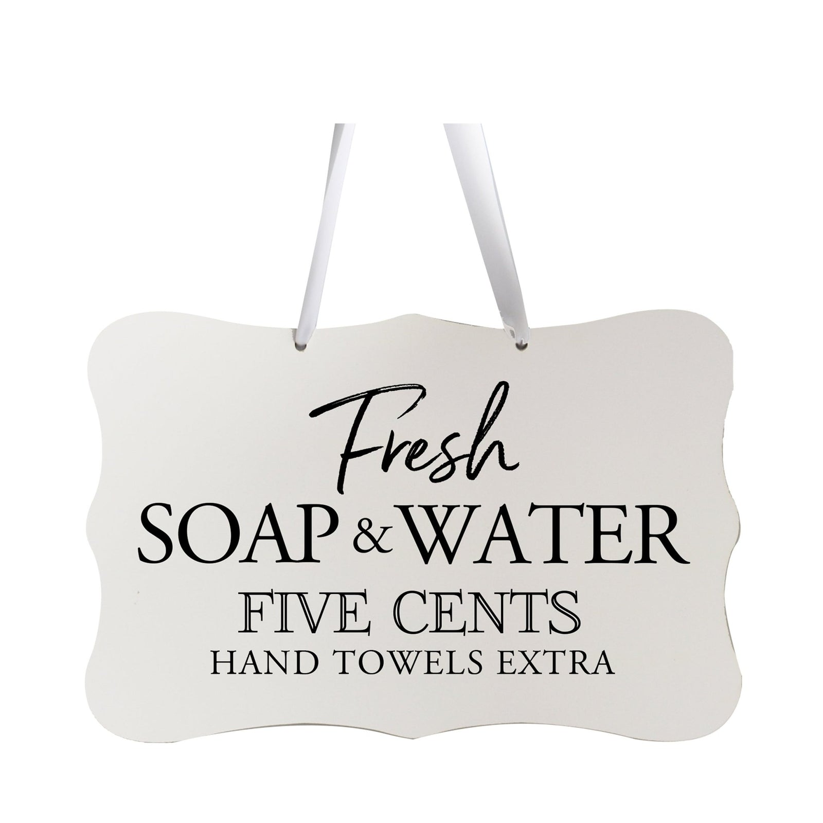 Modern Wooden Ribbon Sign Wall Decor 8” x 12” (Fresh Soap & Water Extra) - LifeSong Milestones