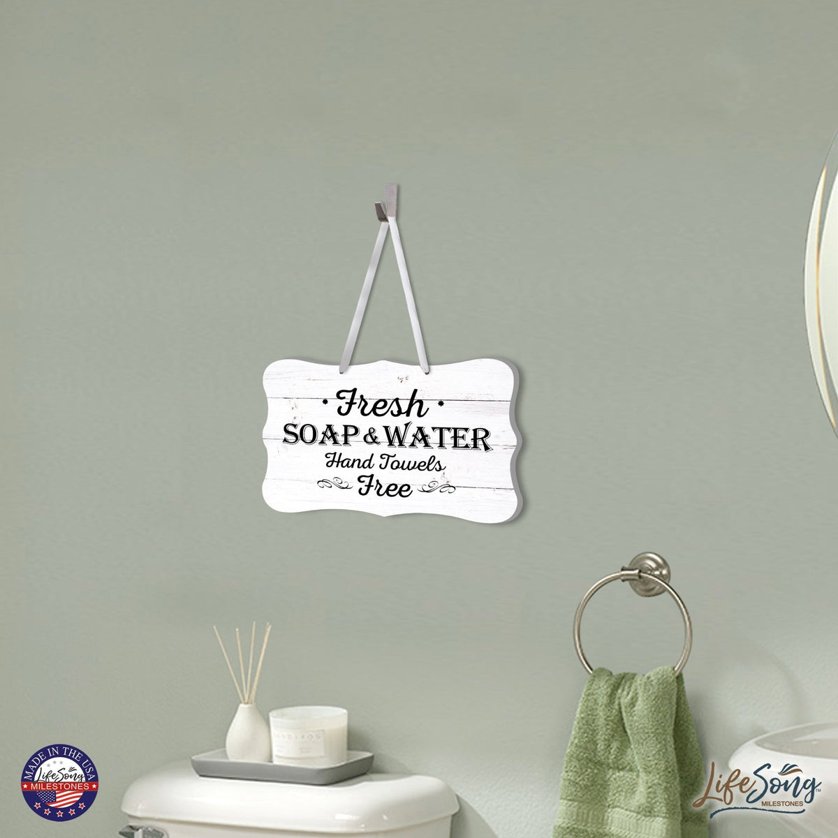 Modern Wooden Ribbon Sign Wall Decor 8” x 12” (Fresh soap & Water Free) - LifeSong Milestones