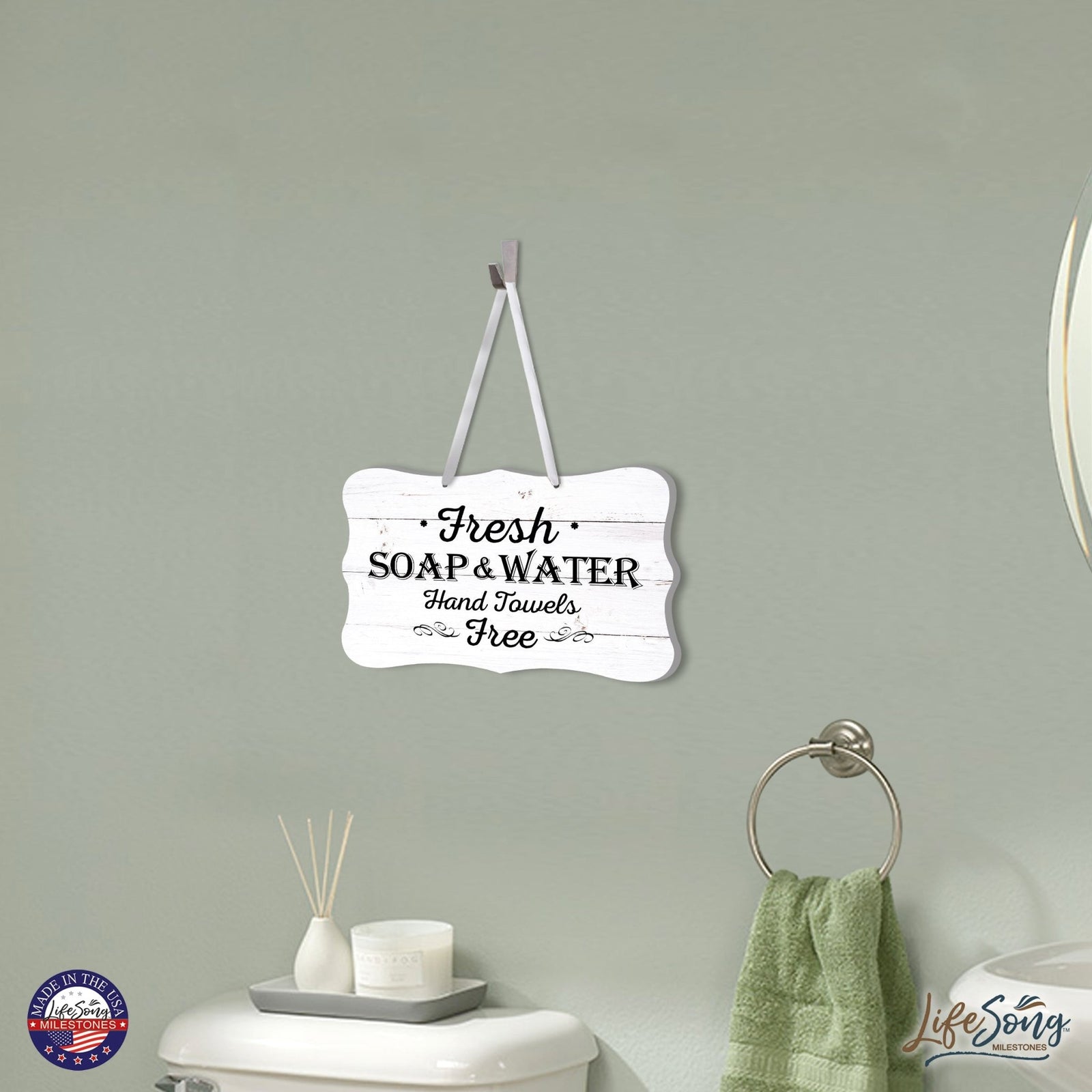 Modern Wooden Ribbon Sign Wall Decor 8” x 12” (Fresh soap & Water Free) - LifeSong Milestones