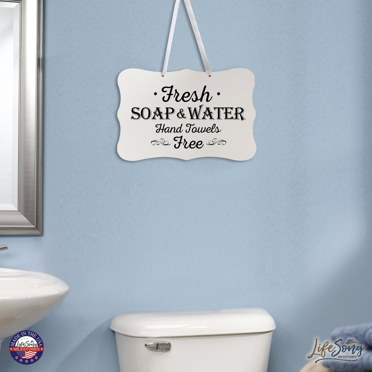 Modern Wooden Ribbon Sign Wall Decor 8” x 12” (Fresh soap & Water Free) - LifeSong Milestones
