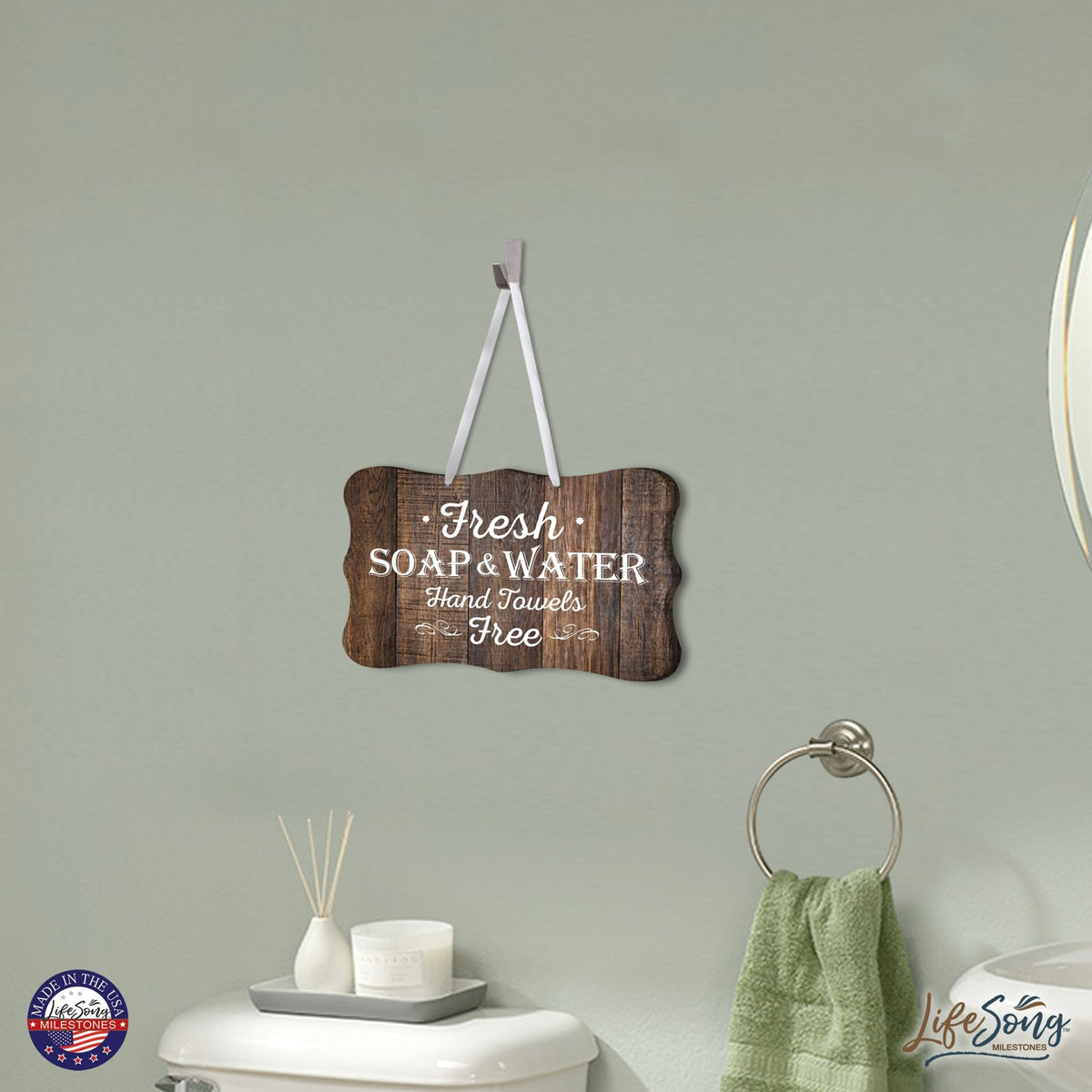 Modern Wooden Ribbon Sign Wall Decor 8” x 12” (Fresh soap & Water Free) - LifeSong Milestones