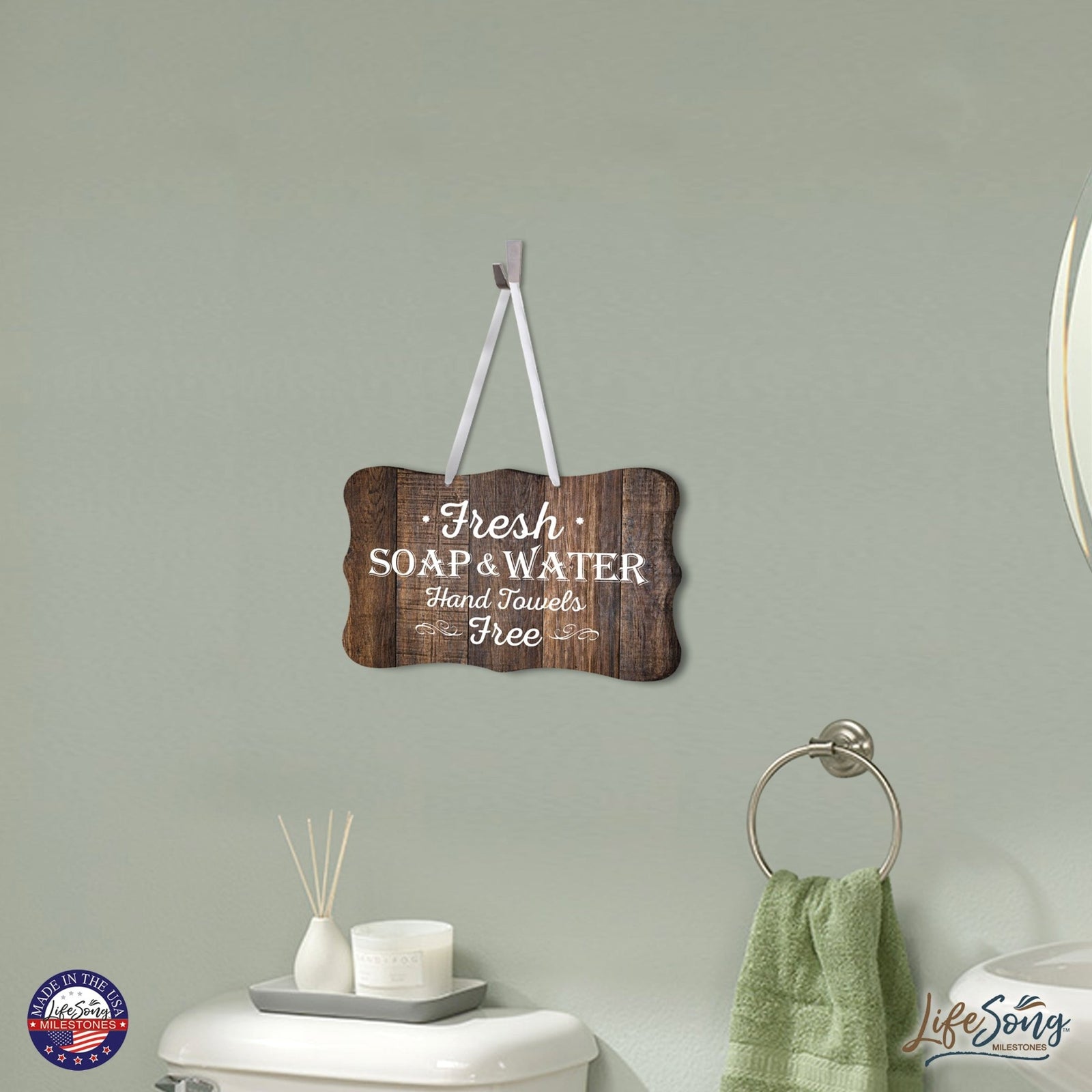 Modern Wooden Ribbon Sign Wall Decor 8” x 12” (Fresh soap & Water Free) - LifeSong Milestones