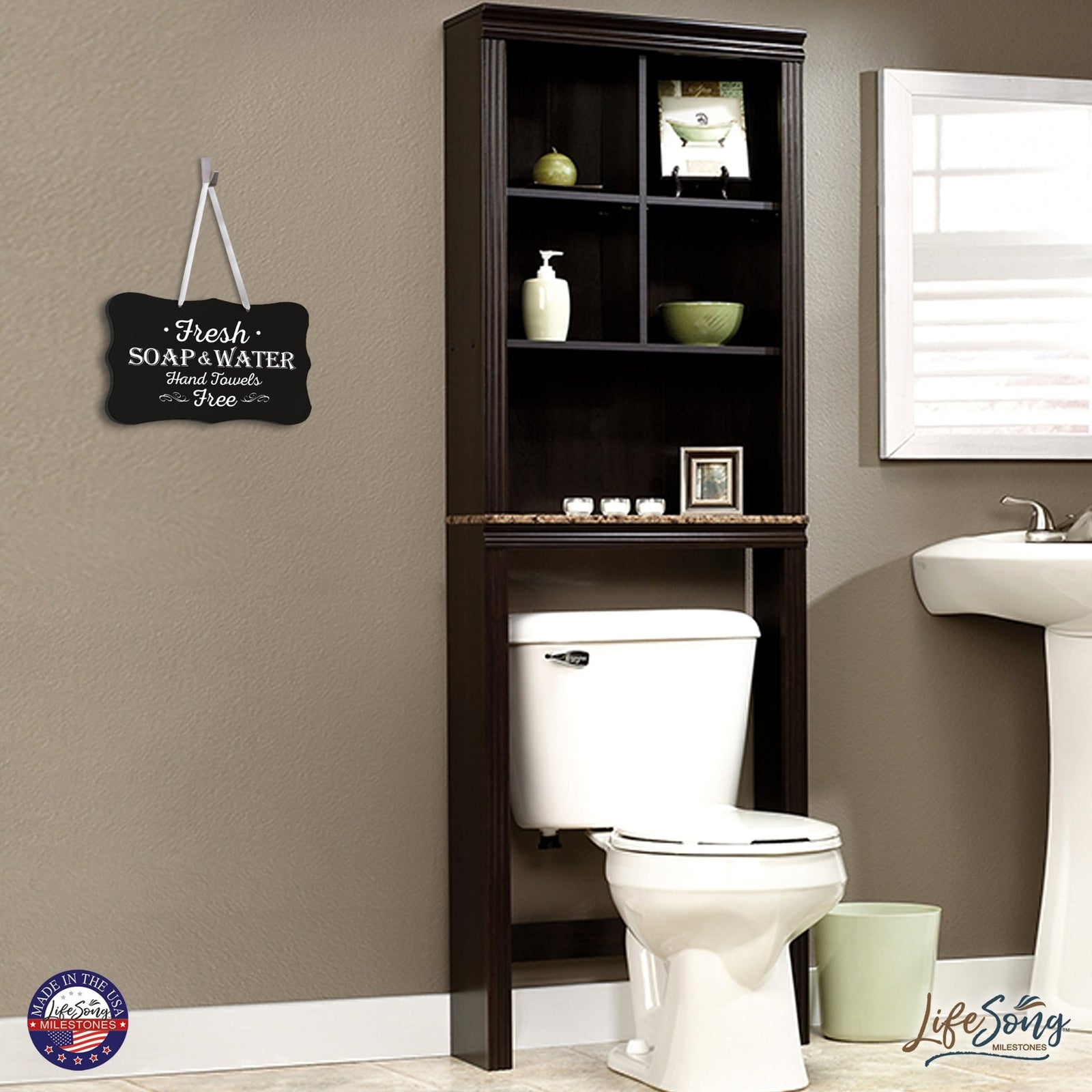 Modern Wooden Ribbon Sign Wall Decor 8” x 12” (Fresh soap & Water Free) - LifeSong Milestones