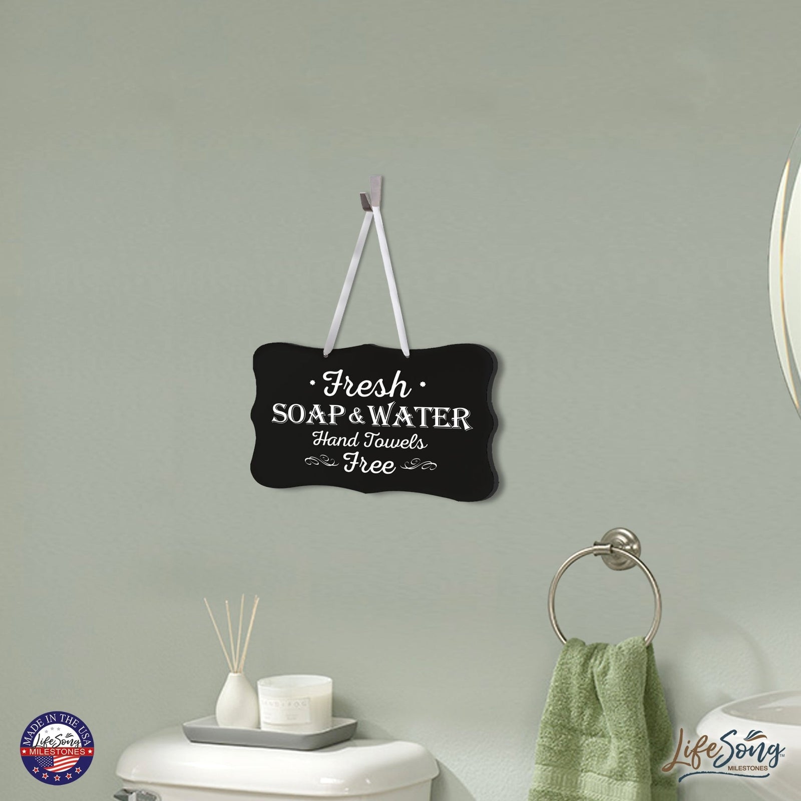 Modern Wooden Ribbon Sign Wall Decor 8” x 12” (Fresh soap & Water Free) - LifeSong Milestones