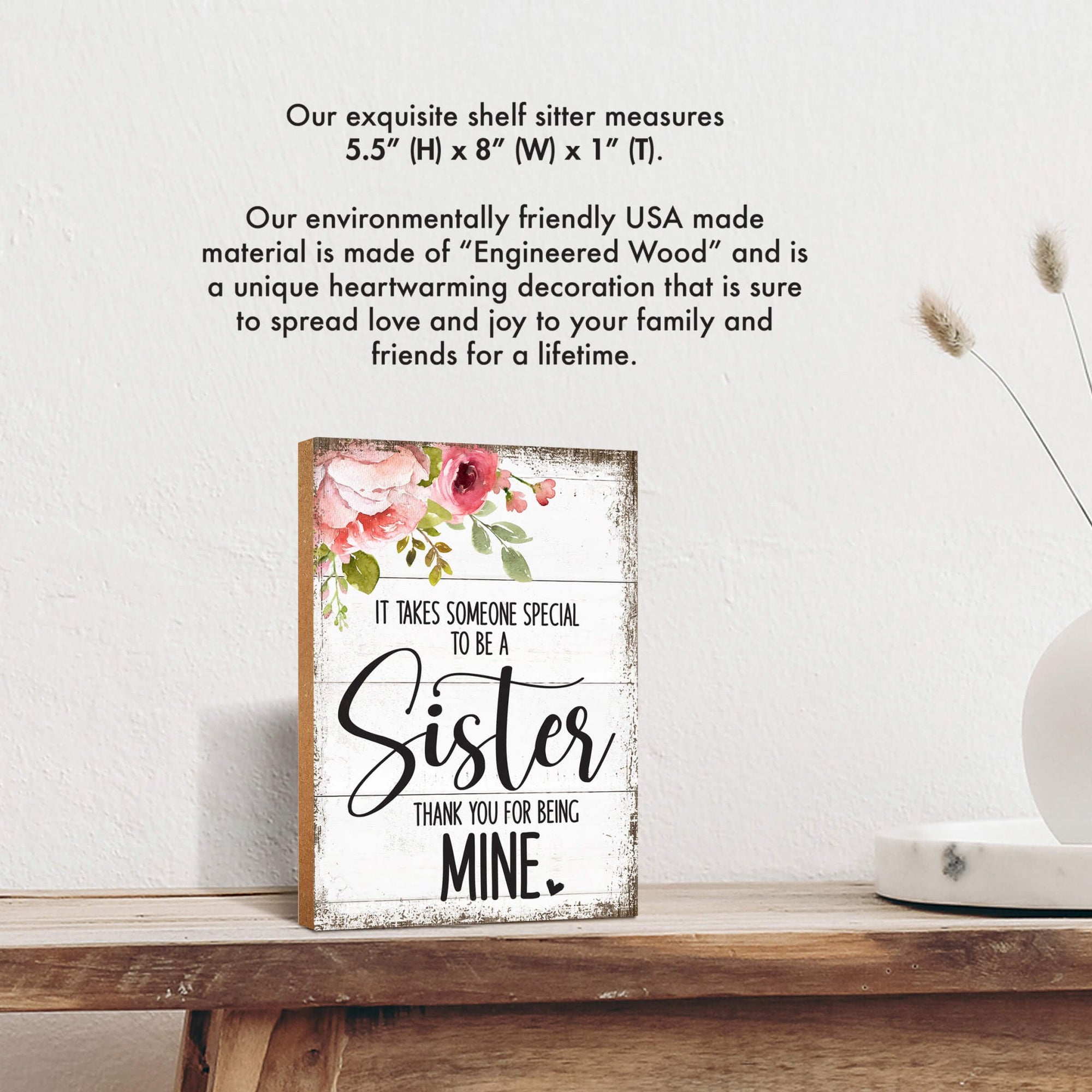 Lifesong Milestones Handcrafted Wooden Shelf Decor - Unique Mother's Day Gift for Sister