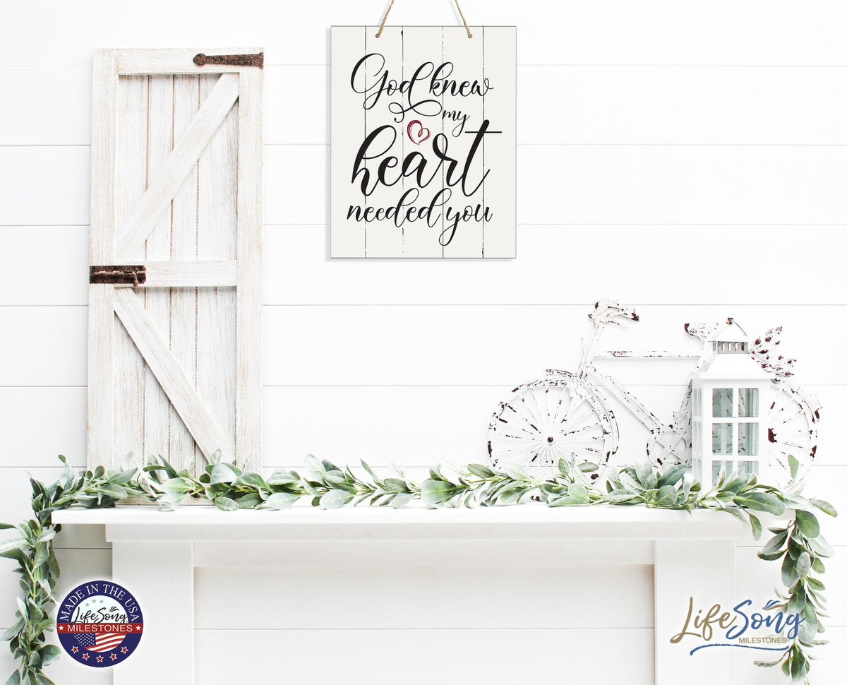 Modern Wooden Vertical Wall Hanging Rope Sign 12x15 - Bible Verse - LifeSong Milestones