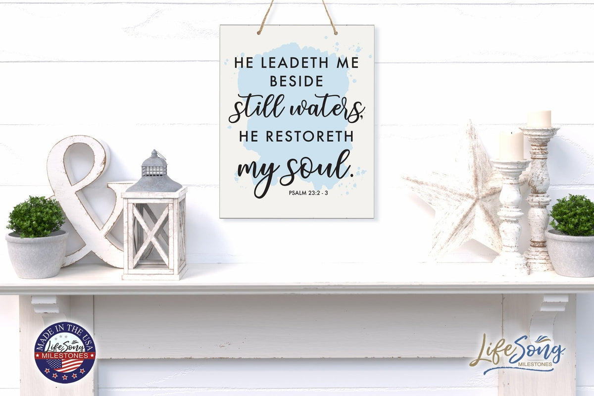 Modern Wooden Vertical Wall Hanging Rope Sign 12x15 - Bible Verse - LifeSong Milestones