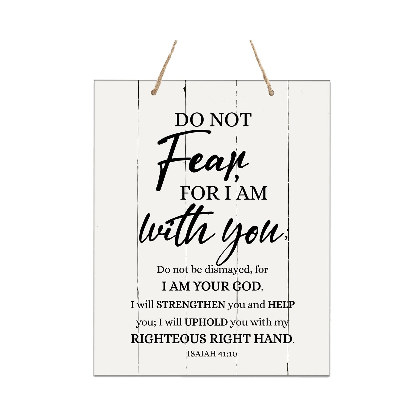 Modern Wooden Vertical Wall Hanging Rope Sign 12x15 - Bible Verse - LifeSong Milestones