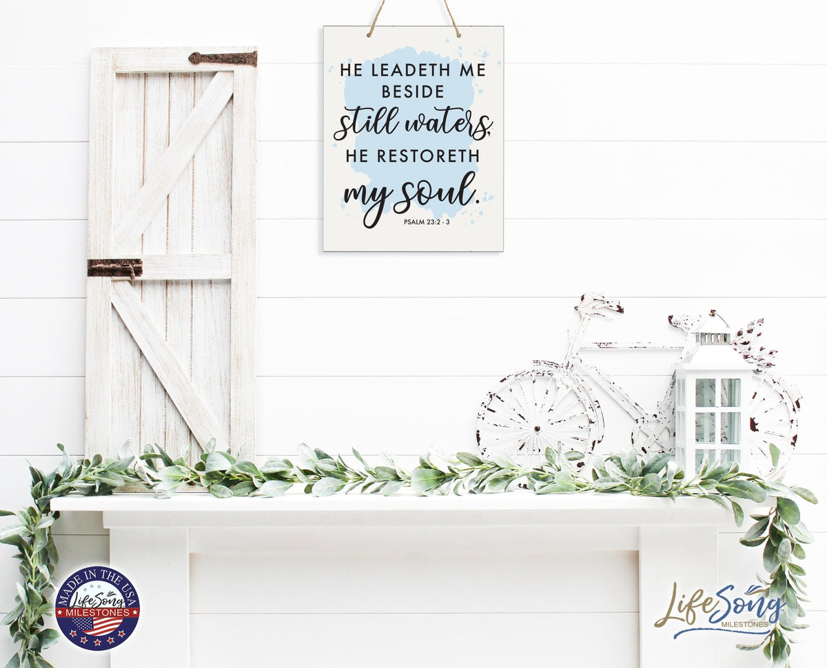 Modern Wooden Vertical Wall Hanging Rope Sign 12x15 - Bible Verse - LifeSong Milestones