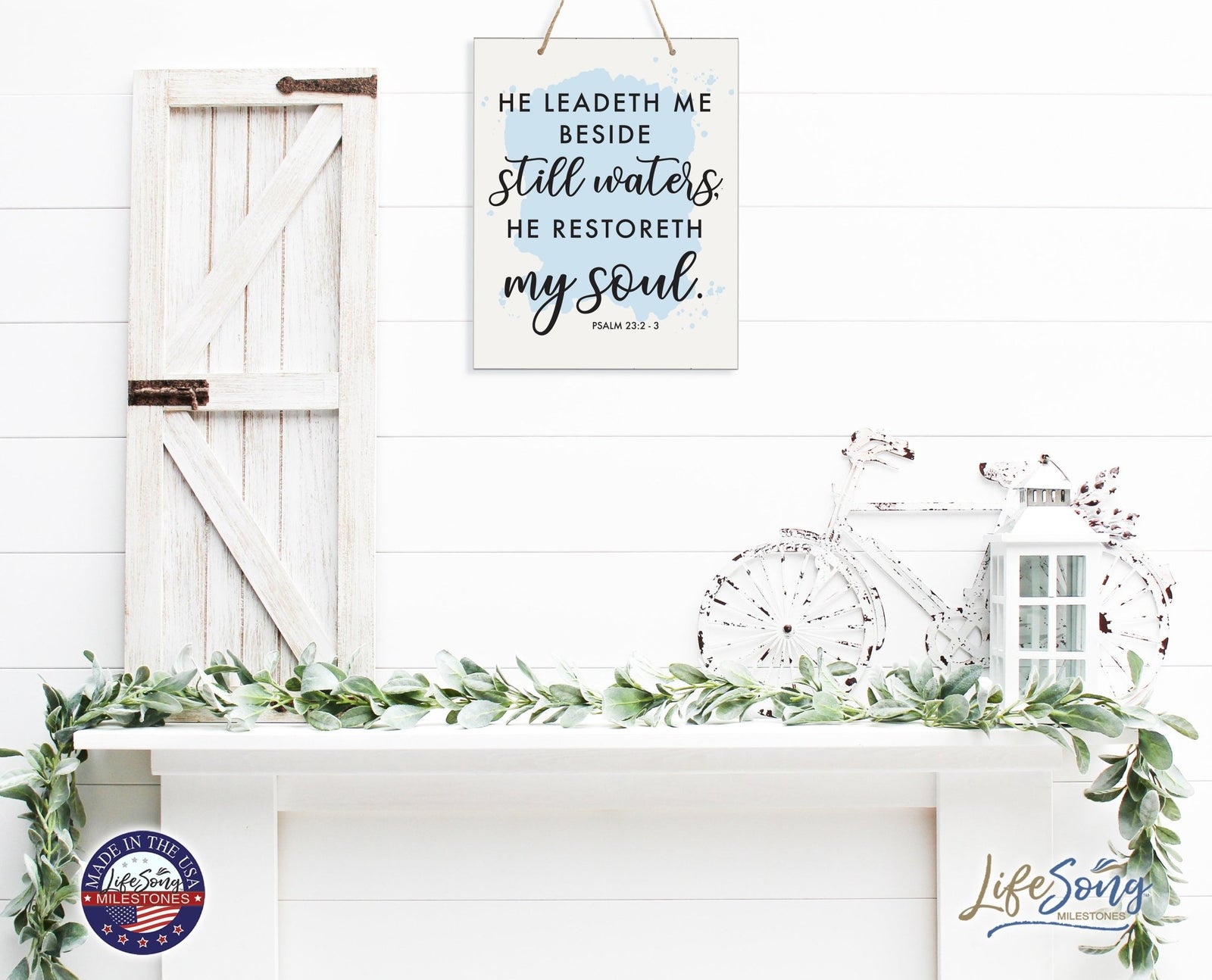 Modern Wooden Vertical Wall Hanging Rope Sign 12x15 - Bible Verse - LifeSong Milestones