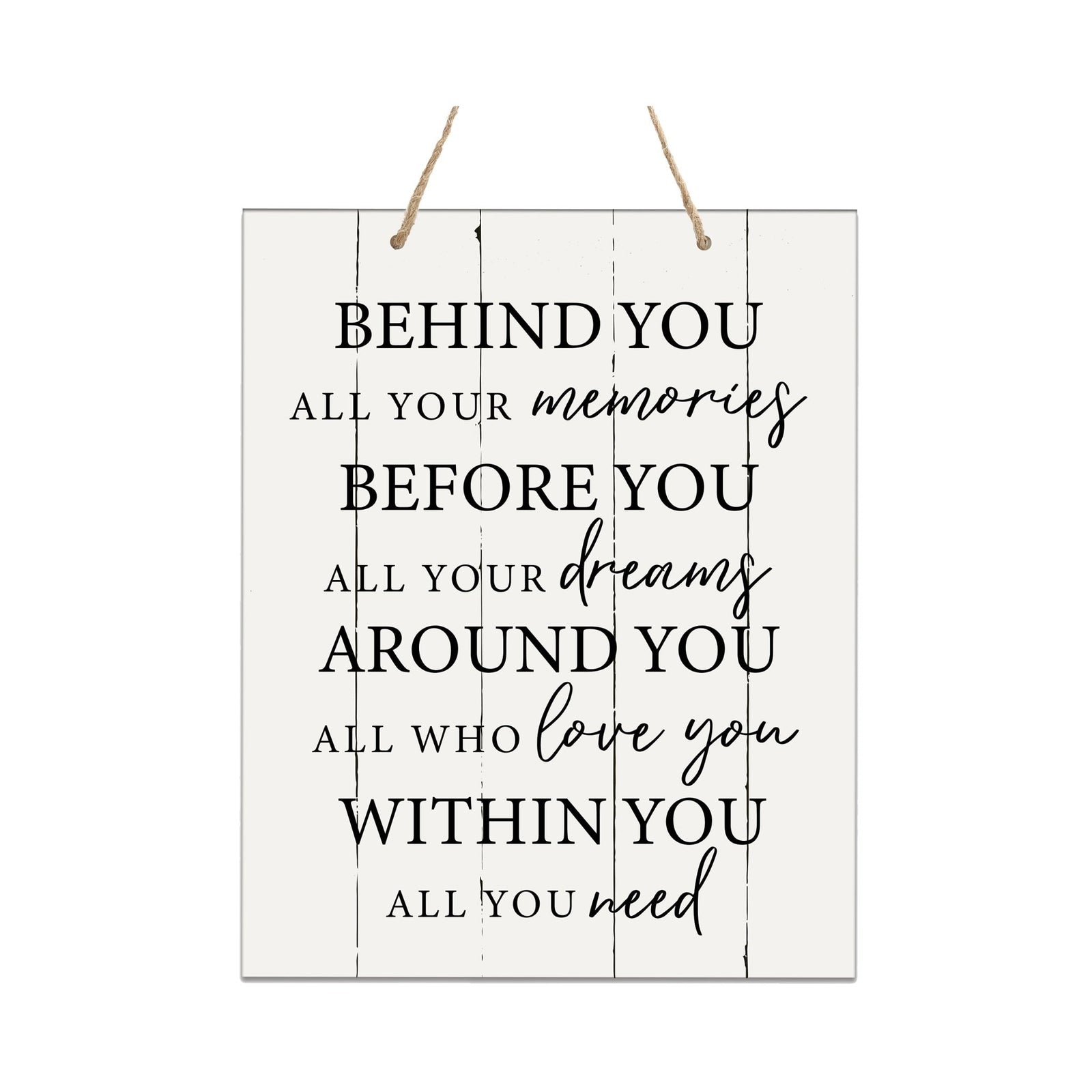 Modern Wooden Vertical Wall Hanging Rope Sign 12x15 - Family - LifeSong Milestones