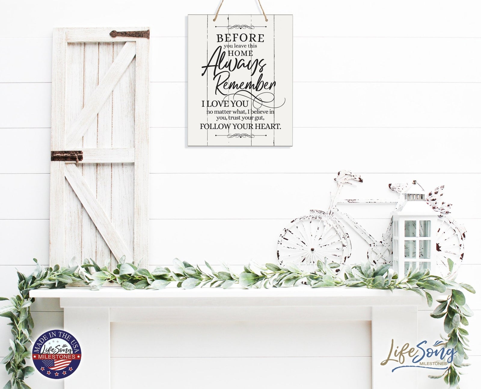 Modern Wooden Vertical Wall Hanging Rope Sign 12x15 - Family - LifeSong Milestones