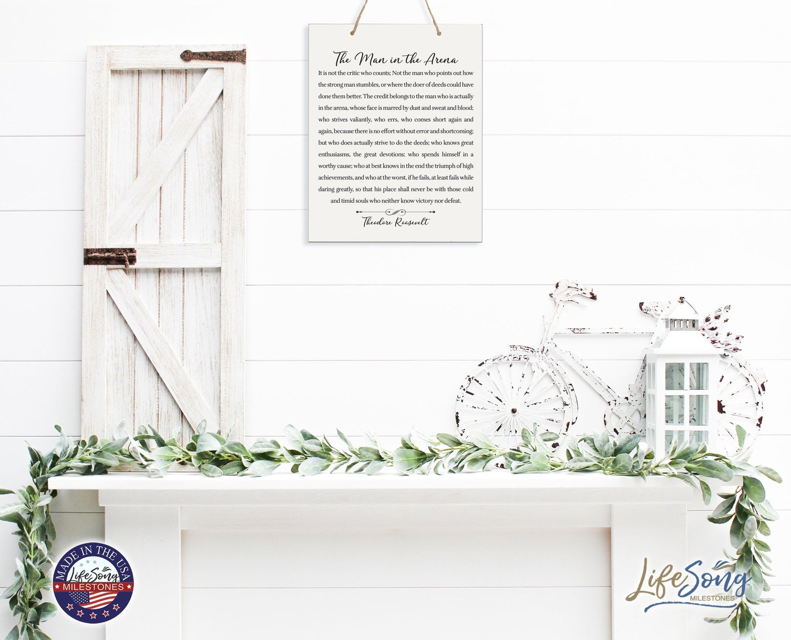 Modern Wooden Vertical Wall Hanging Rope Sign 12x15 - Family - LifeSong Milestones