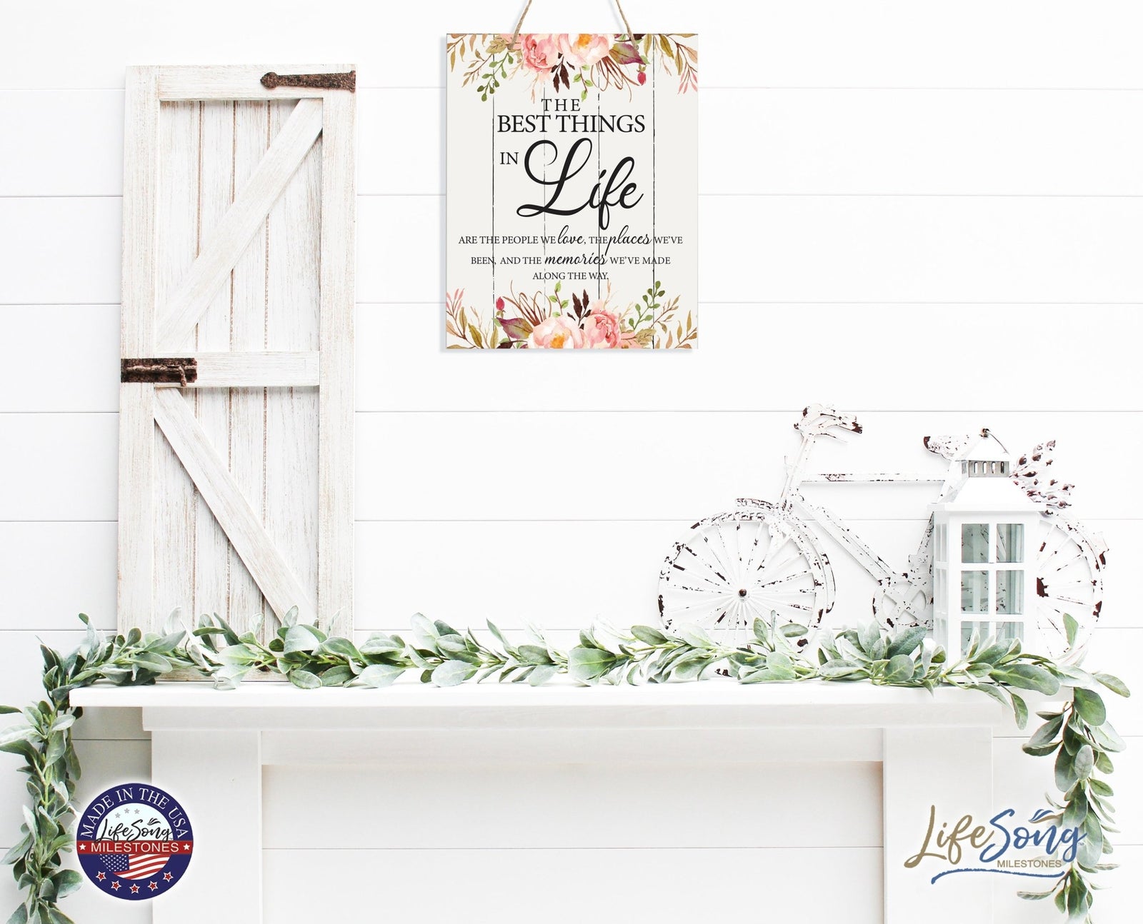Modern Wooden Vertical Wall Hanging Rope Sign 12x15 - Home - LifeSong Milestones