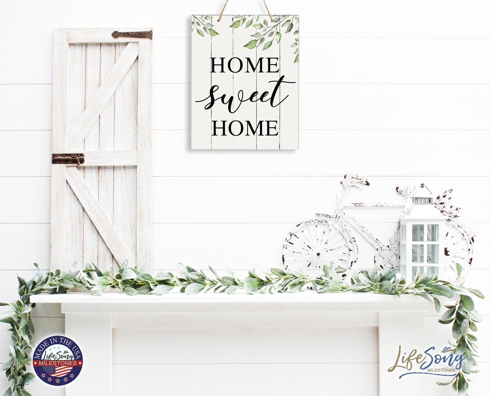 Modern Wooden Vertical Wall Hanging Rope Sign 12x15 - Home - LifeSong Milestones
