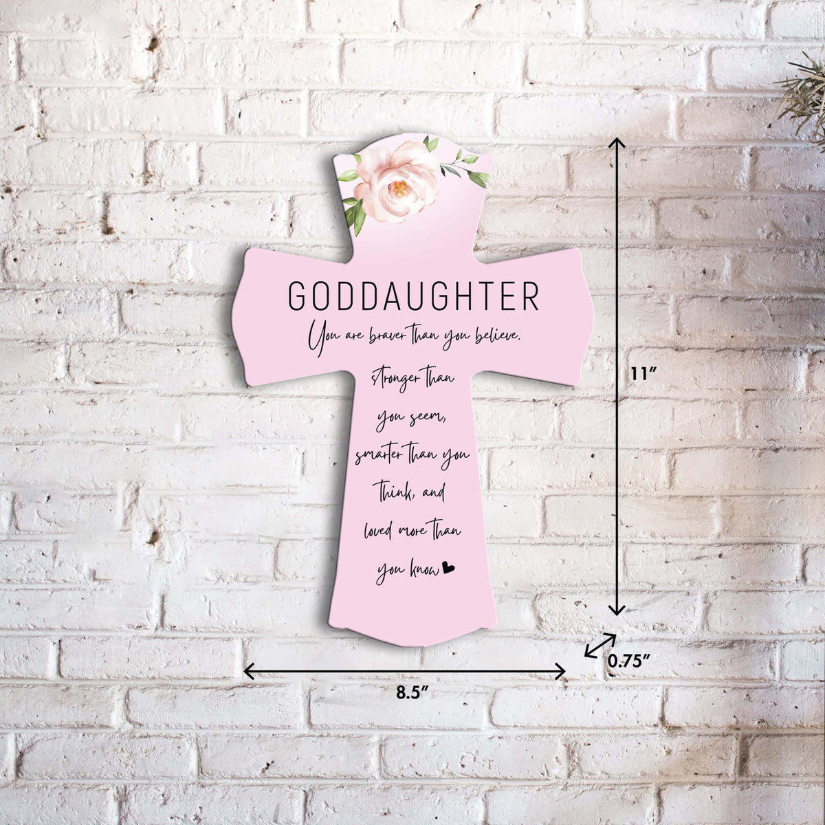 Modern Wooden Wall Cross for Goddaughter - LifeSong Milestones