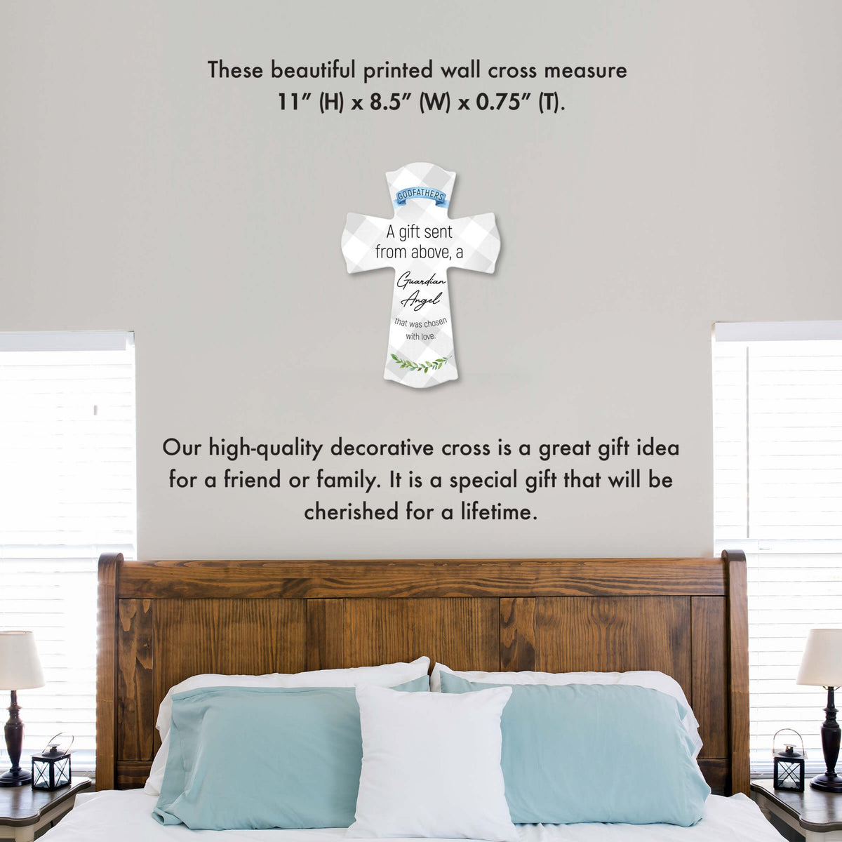 Modern Wooden Wall Cross for Godfather - A Gift Sent - LifeSong Milestones