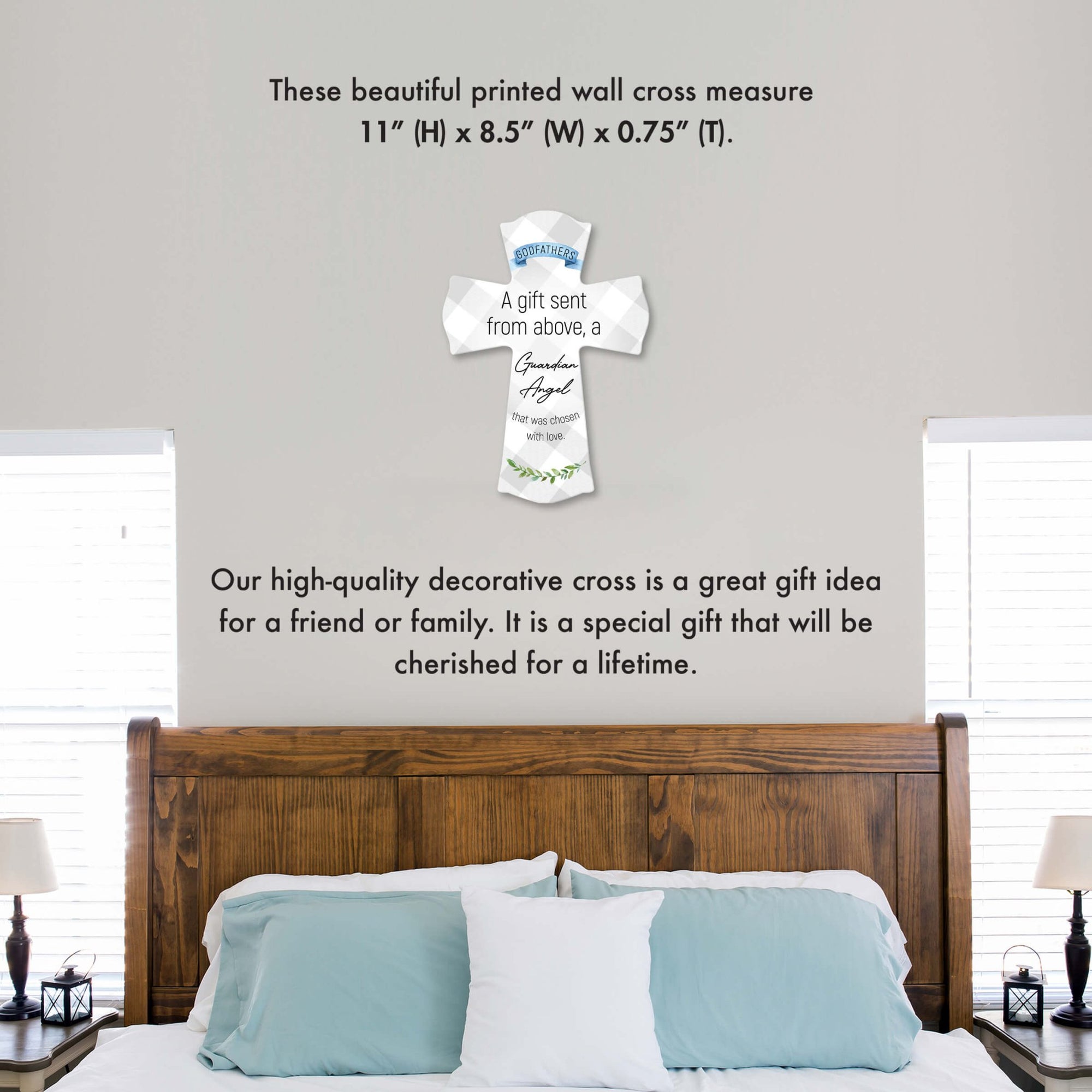 Modern Wooden Wall Cross for Godfather - A Gift Sent - LifeSong Milestones