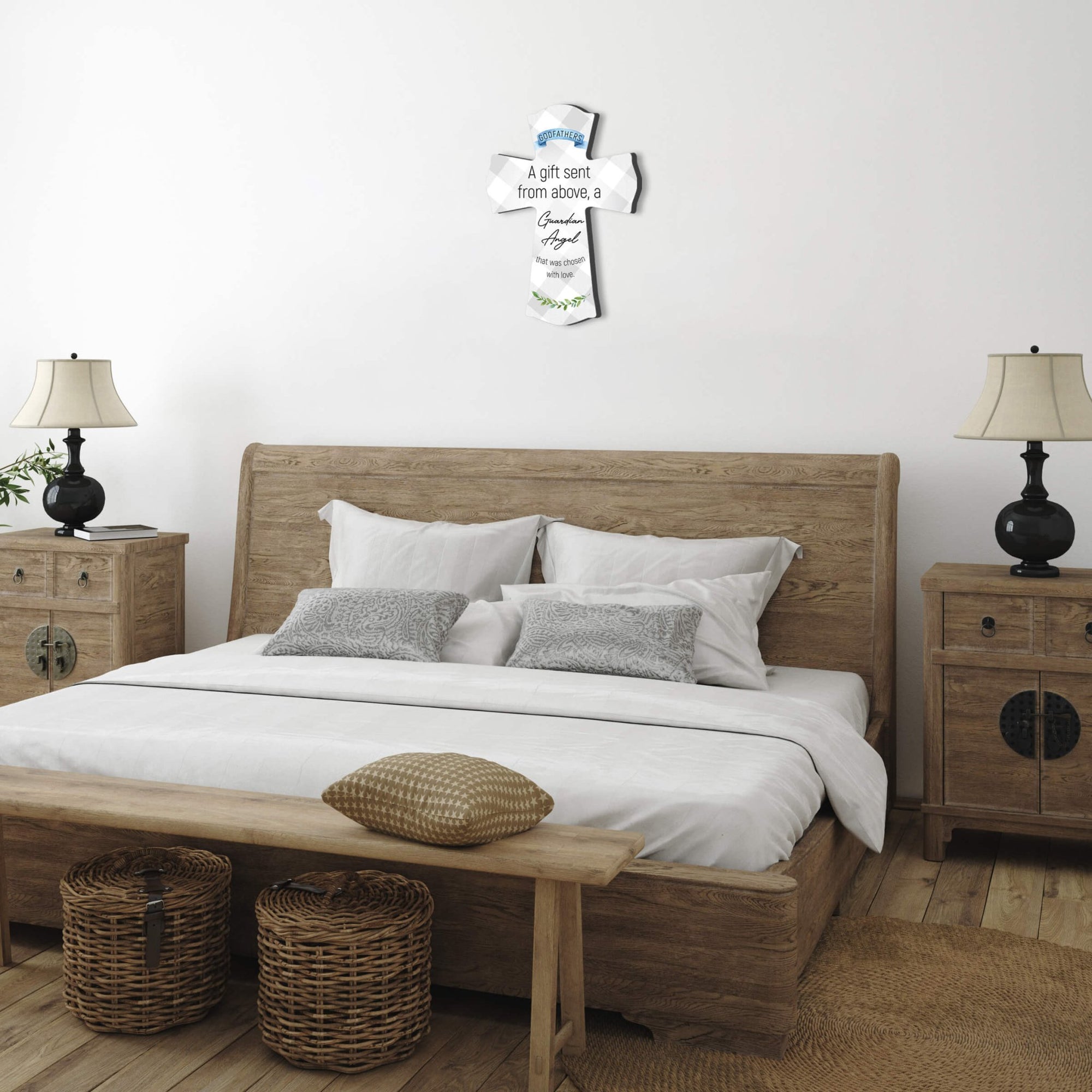 Modern Wooden Wall Cross for Godfather - A Gift Sent - LifeSong Milestones