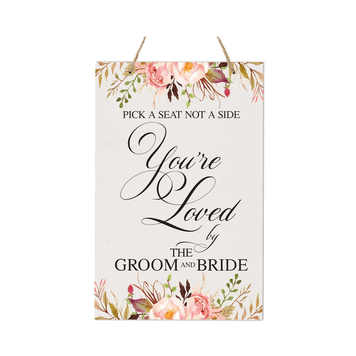 Modern Wooden Wall Hanging Rope Sign for Wedding 8 x 12 - Pick A Seat - LifeSong Milestones