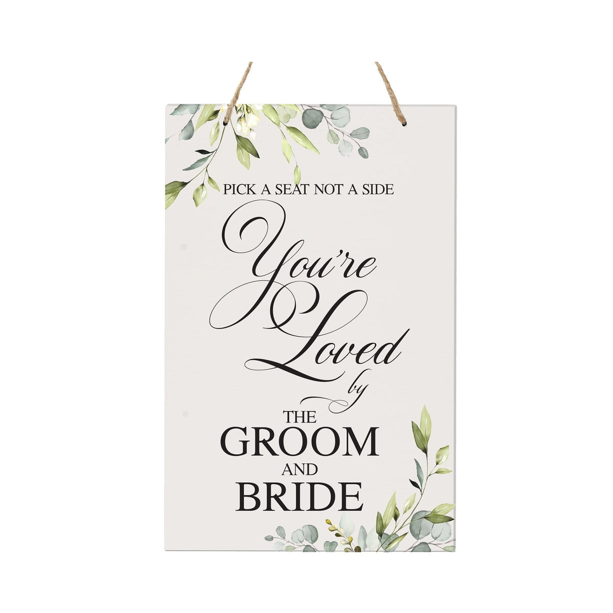 Modern Wooden Wall Hanging Rope Sign for Wedding 8 x 12 - Pick A Seat - LifeSong Milestones