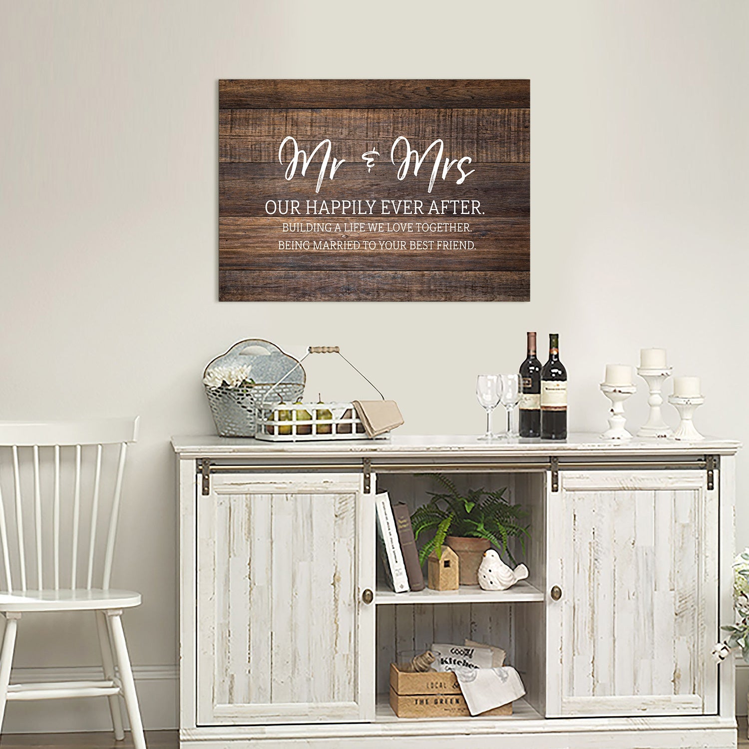 Mr and Mrs Husband and Wife Canvas Wall Art Framed Modern Wall Decor Decorative Accents For Walls Ready to Hang for Home Living Room Bedroom Entryway Kitchen Office Size 24”x16” - LifeSong Milestones