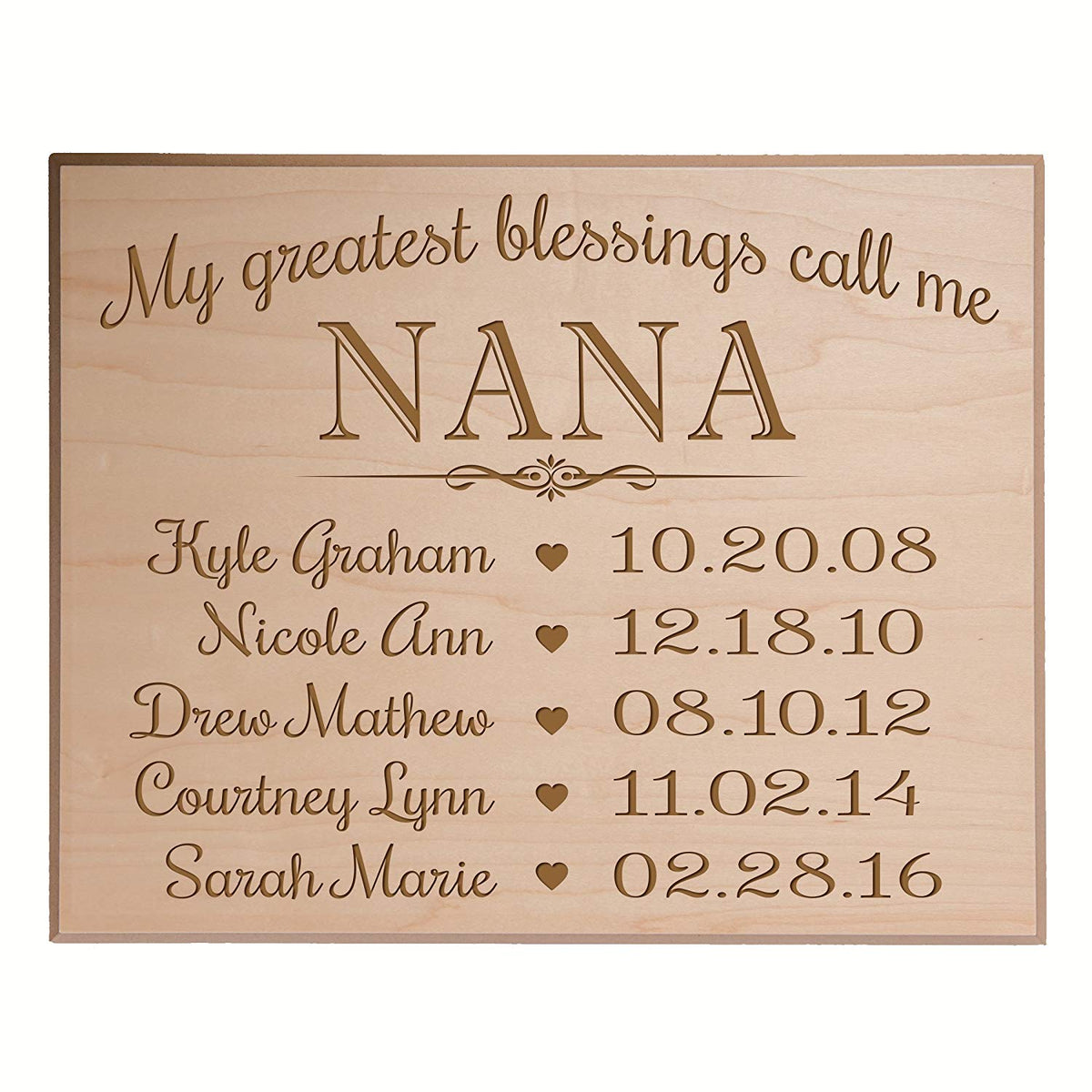My Greatest Blessings Call Me Nana Wall Plaque (12x15, Maple Veneer wood) - LifeSong Milestones