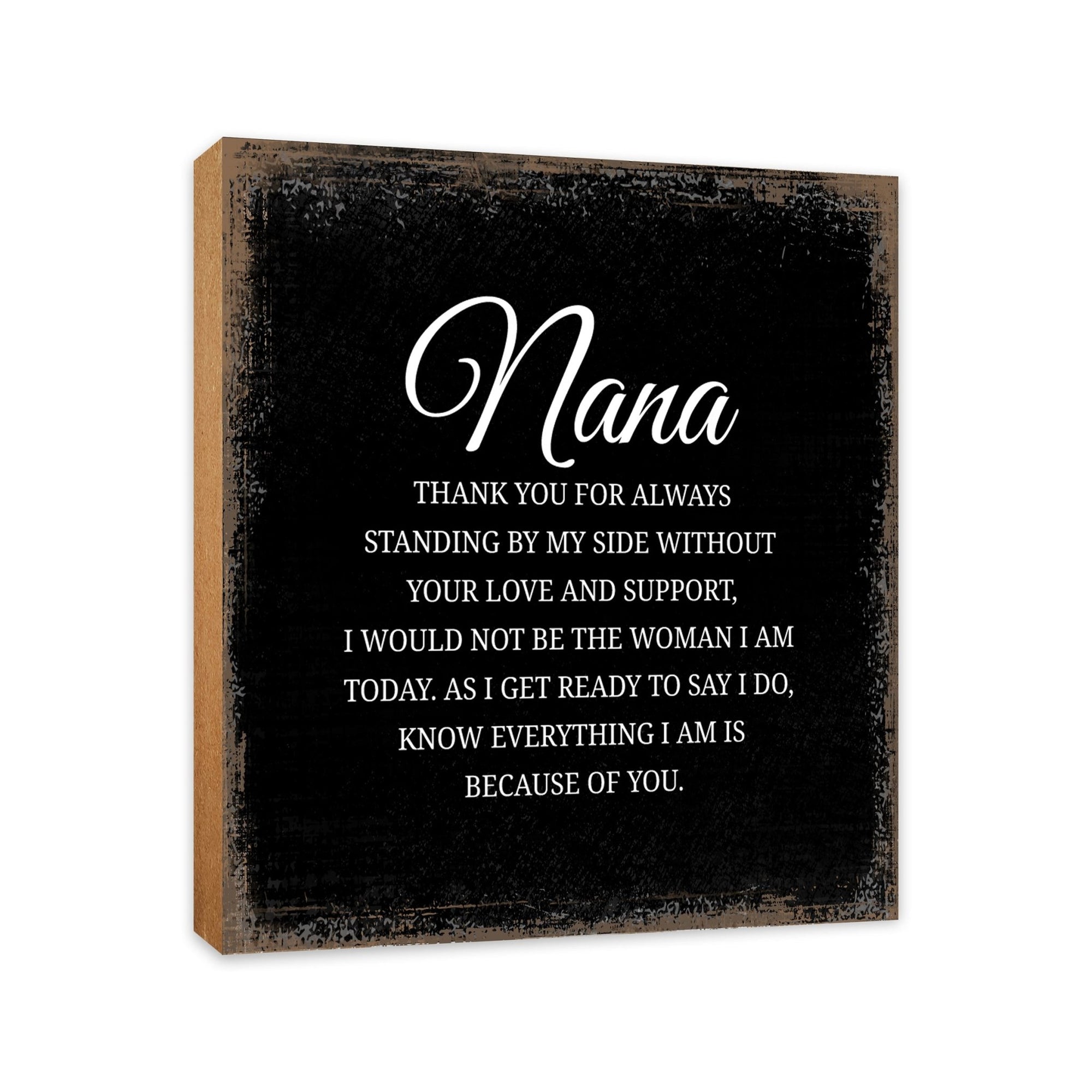 Nana Thank You Floral 6x6 Inches Wood Family Art Sign Tabletop and Shelving For Home Décor - LifeSong Milestones