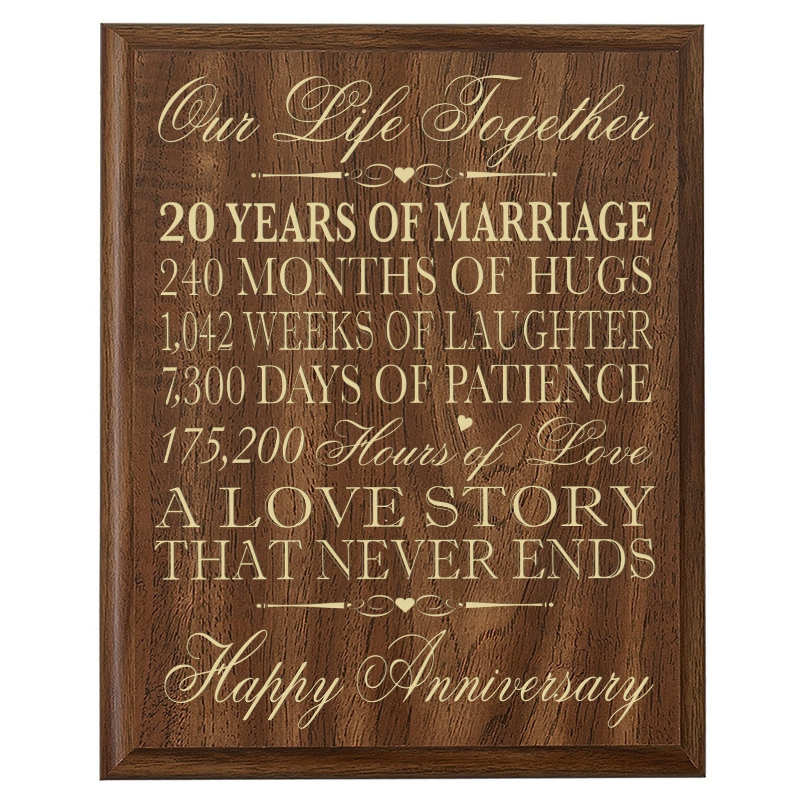 Our Life Together Anniversary Wall Plaque - 20th Anniversary - LifeSong Milestones