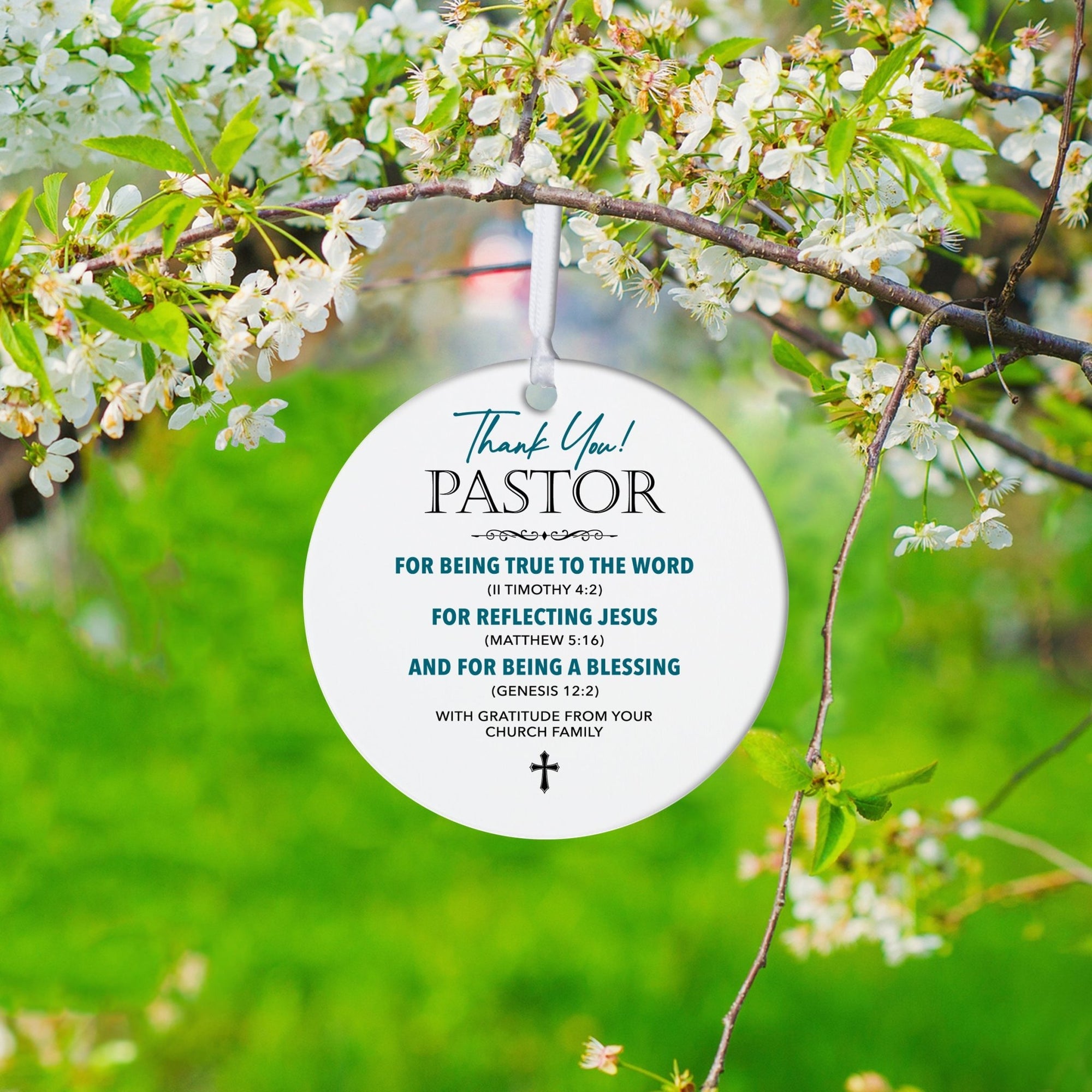 Pastors’ White Ornament With Inspirational Message Gift Ideas - Thank You! Pastor For Being True To The Word - LifeSong Milestones