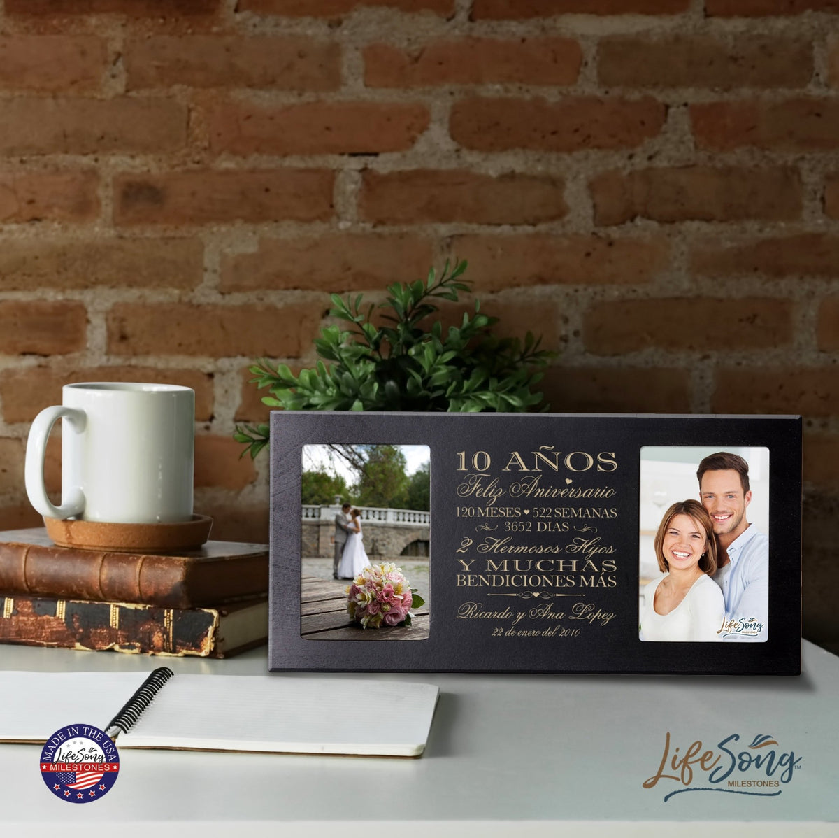 Lifesong Milestones Personalized Couples 10th Wedding Anniversary Spanish Picture Frame