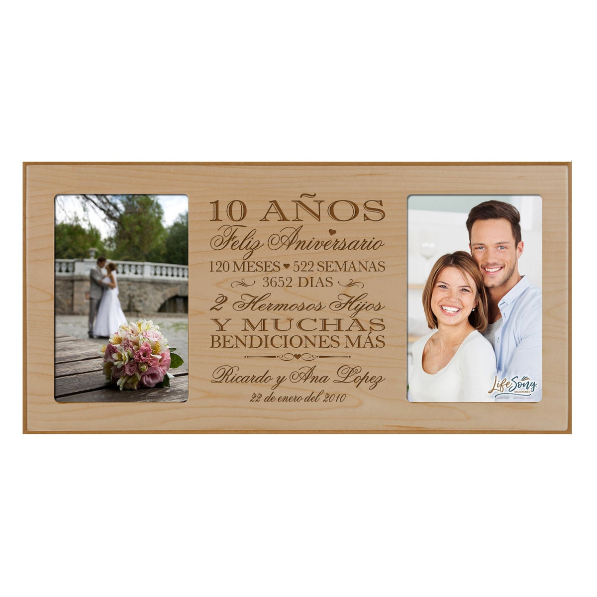 Lifesong Milestones Personalized Couples 10th Wedding Anniversary Spanish Picture Frame