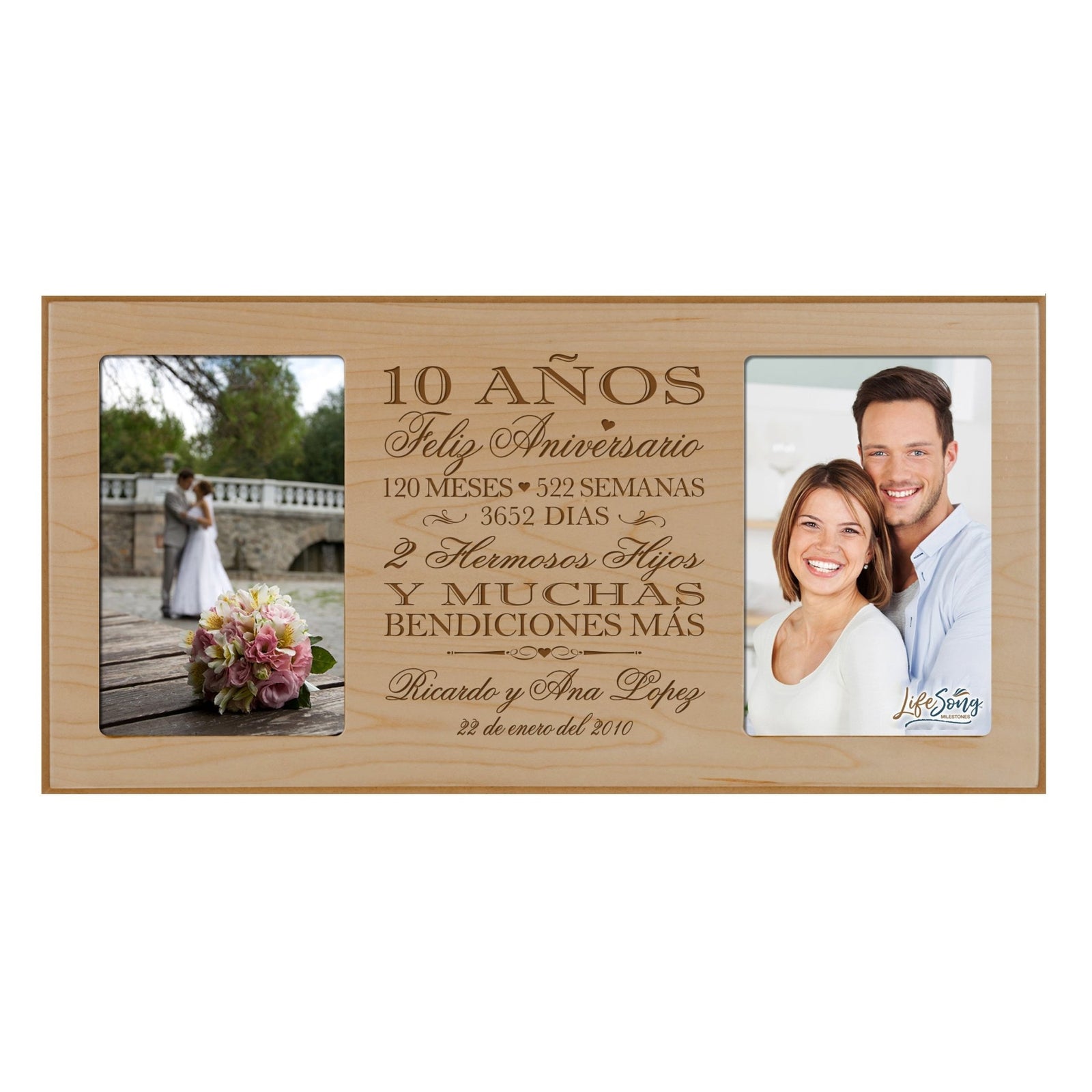 Lifesong Milestones Personalized Couples 10th Wedding Anniversary Spanish Picture Frame