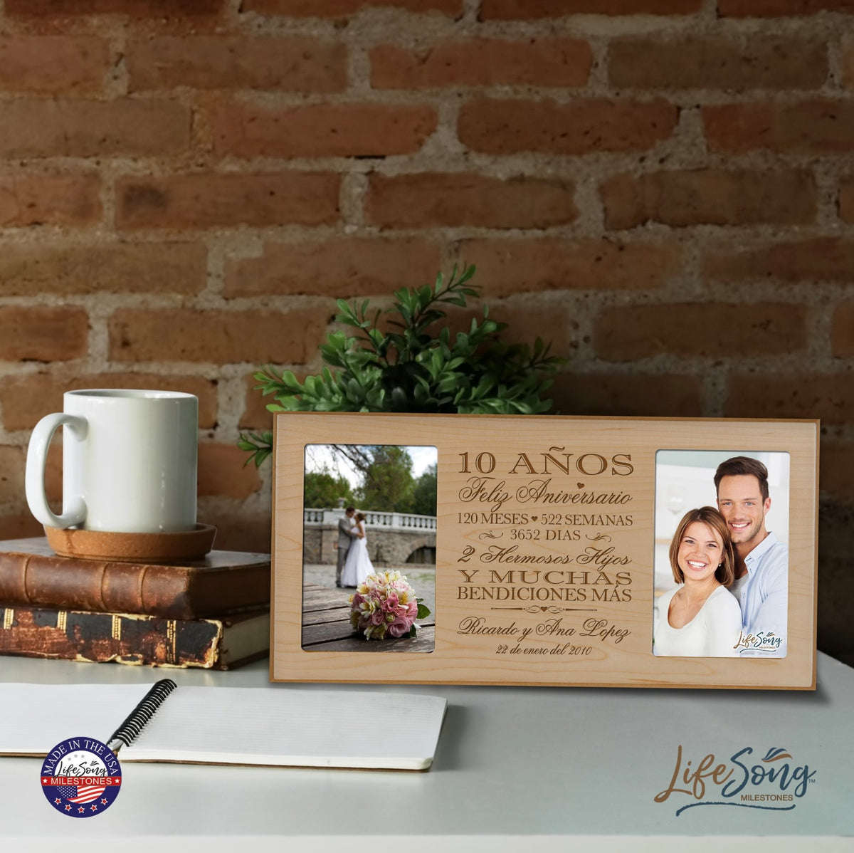 Lifesong Milestones Personalized Couples 10th Wedding Anniversary Spanish Picture Frame
