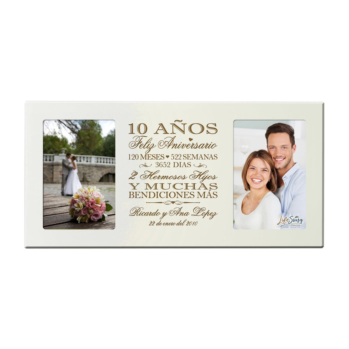 Lifesong Milestones Personalized Couples 10th Wedding Anniversary Spanish Picture Frame
