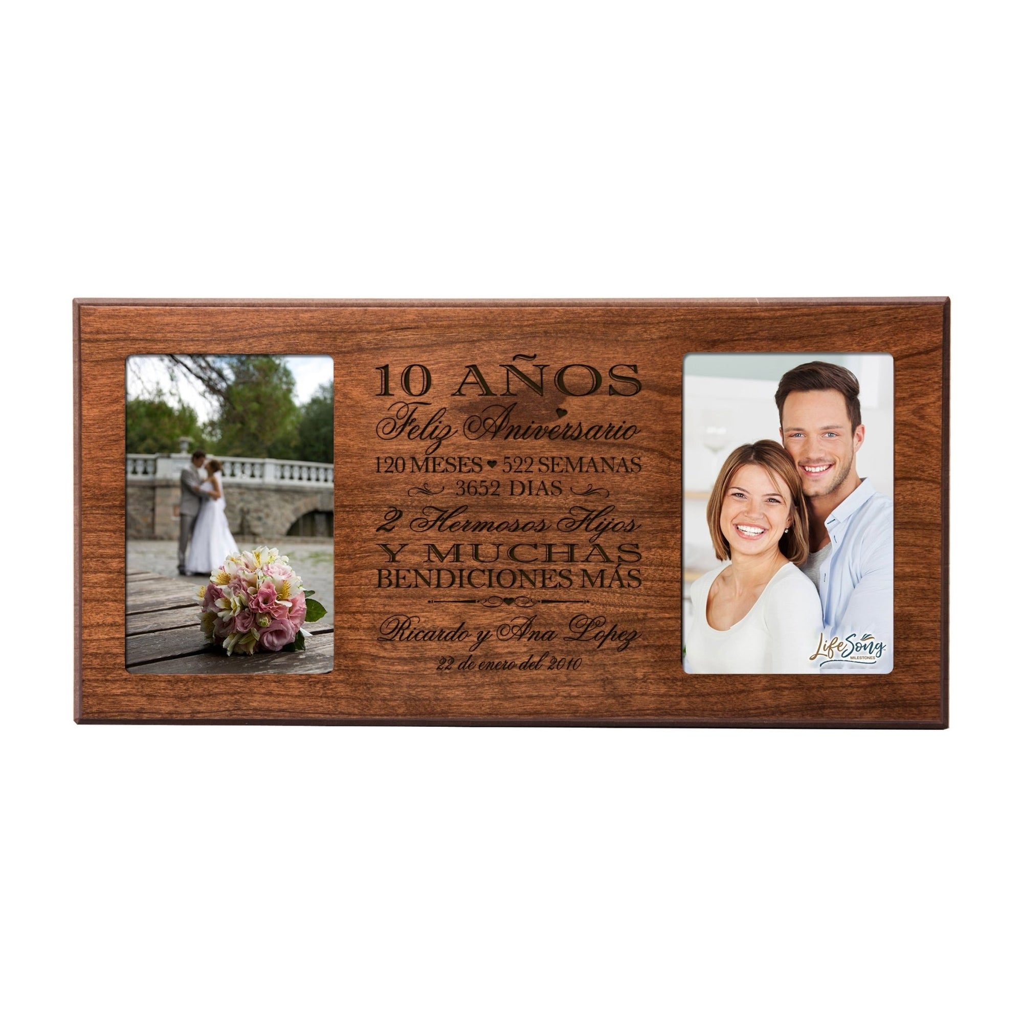 Lifesong Milestones Personalized Couples 10th Wedding Anniversary Spanish Picture Frame