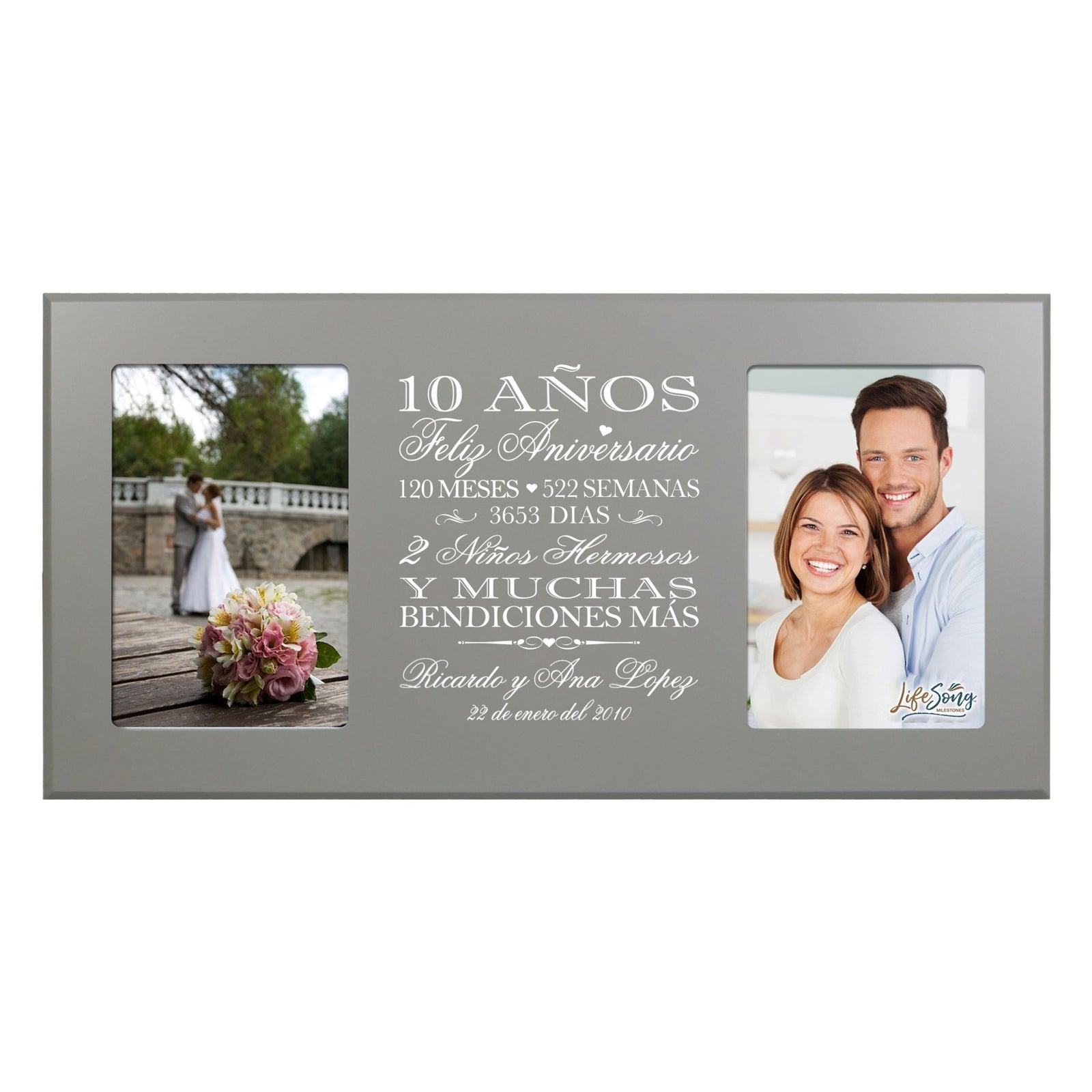 Lifesong Milestones Personalized Couples 10th Wedding Anniversary Spanish Picture Frame