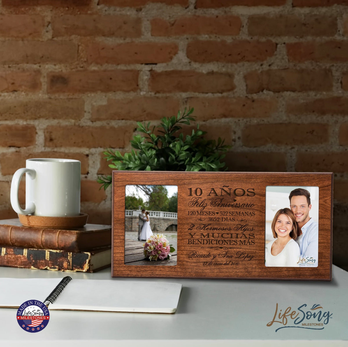 Lifesong Milestones Personalized Couples 10th Wedding Anniversary Spanish Picture Frame