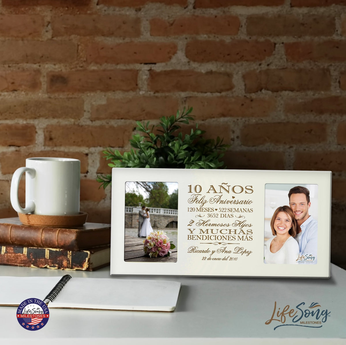 Lifesong Milestones Personalized Couples 10th Wedding Anniversary Spanish Picture Frame