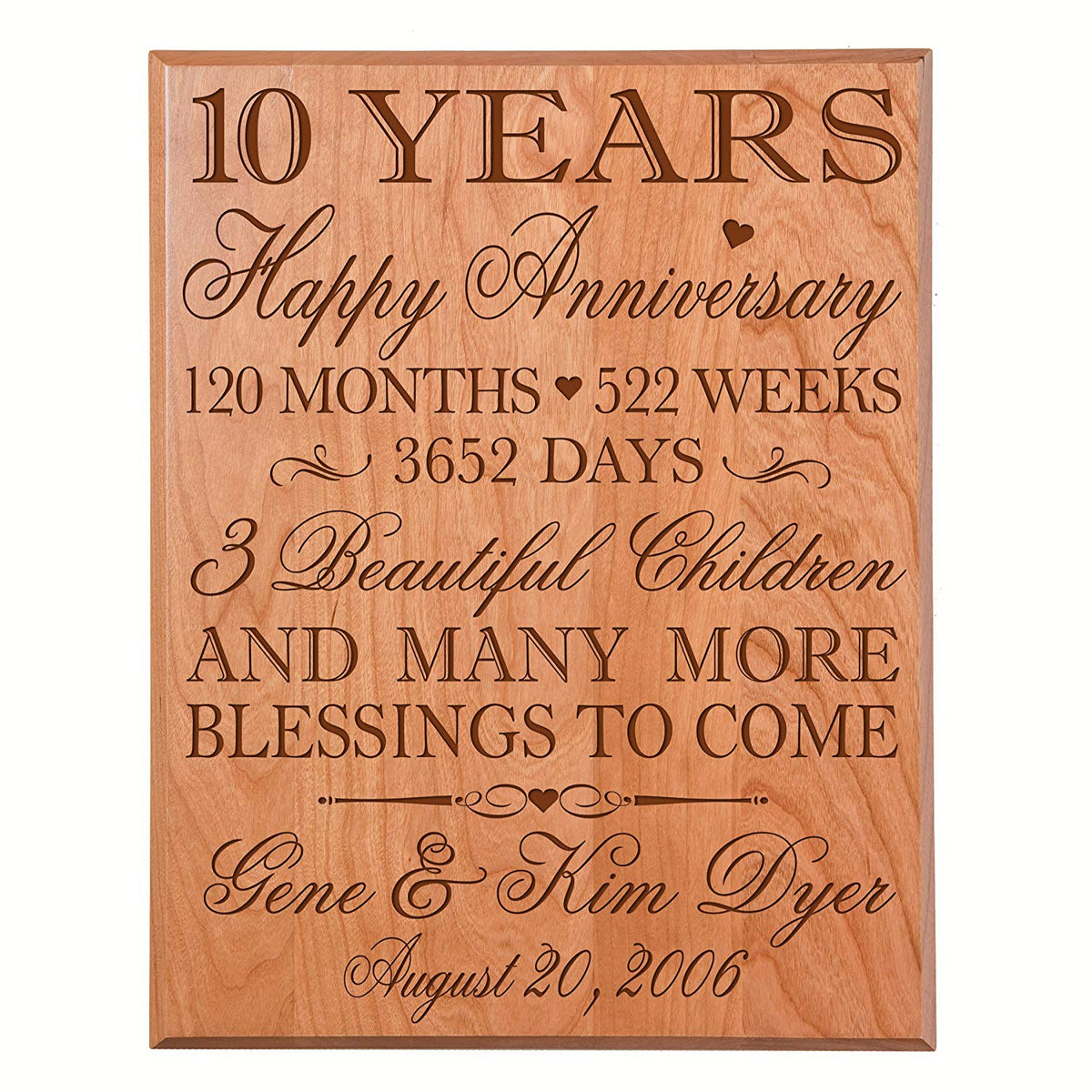 Personalized 10th Anniversary Wall Plaque - Happy Anniversary - LifeSong Milestones